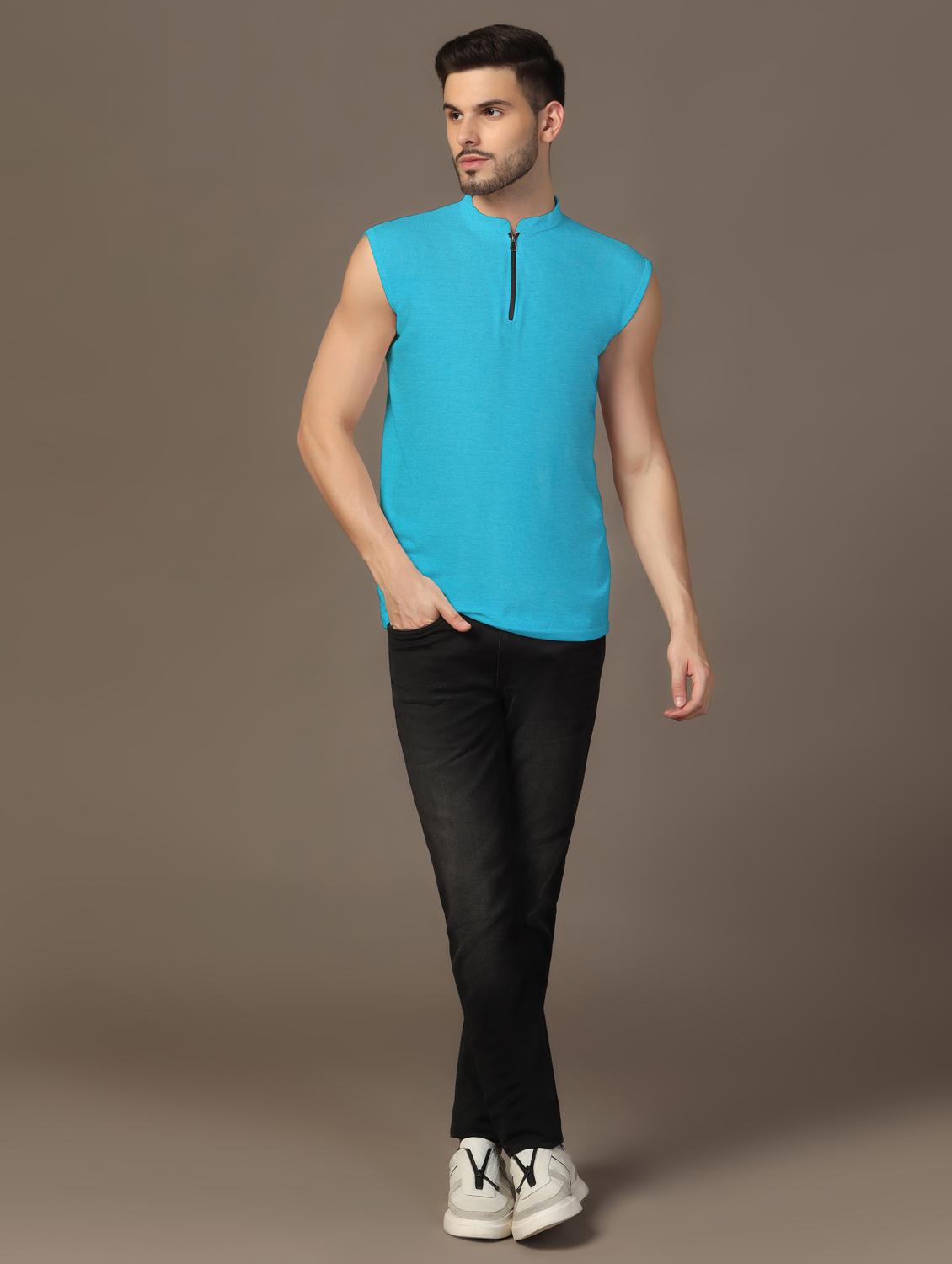 men mandarin neck plain t-shirt - 21717510 - Standard Image - 3