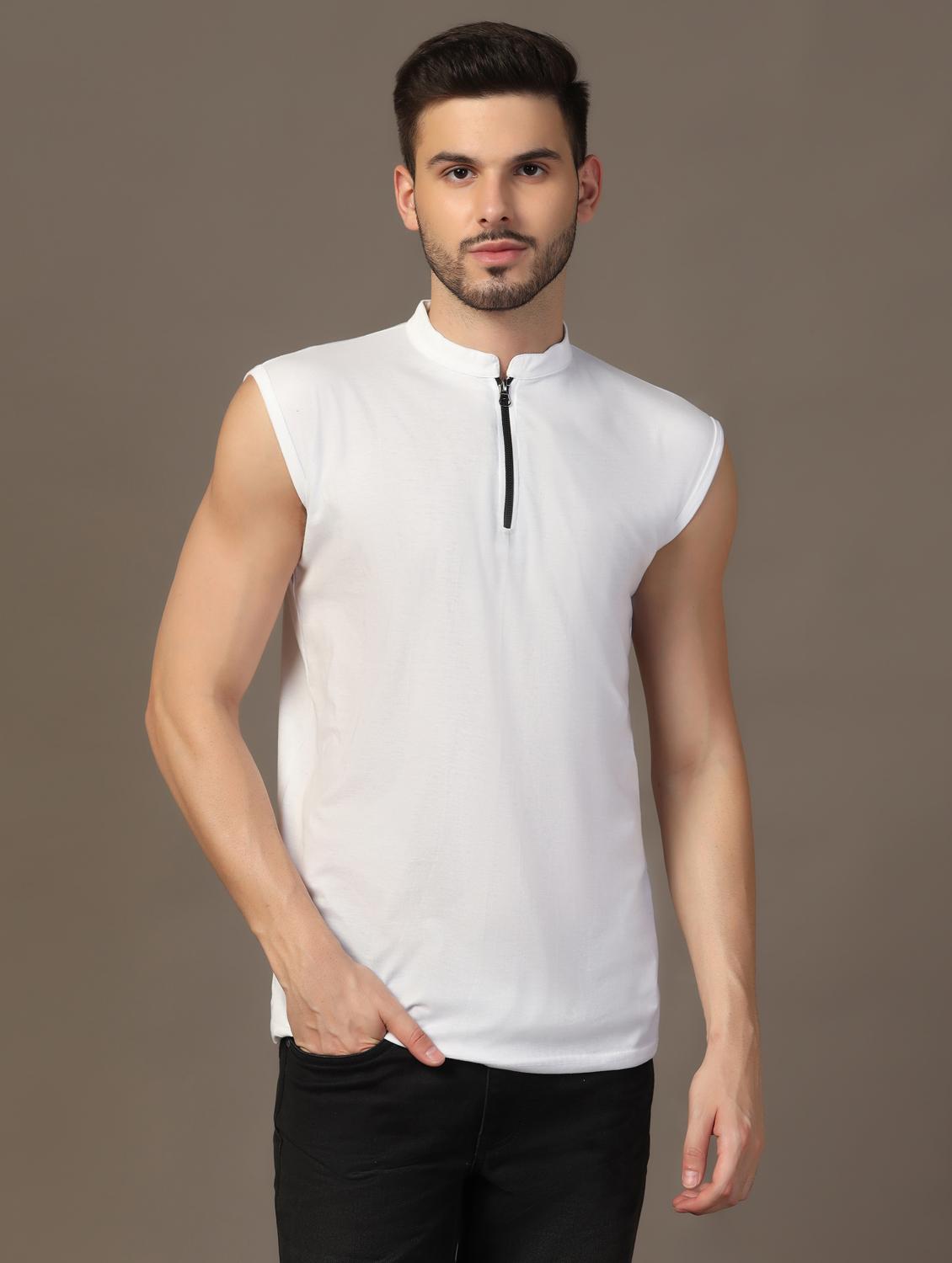 men mandarin neck plain t-shirt - 21717513 - Zoom Image - 0