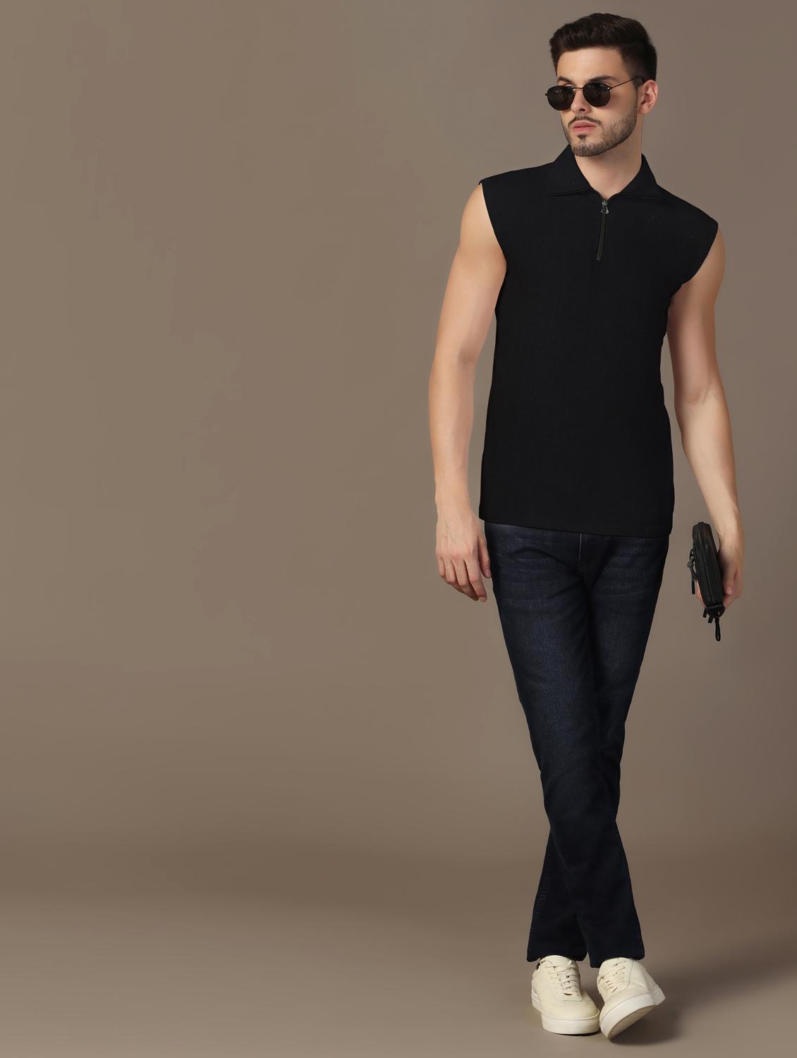 men sleeveless plain polo t-shirt - 21717525 - Standard Image - 3
