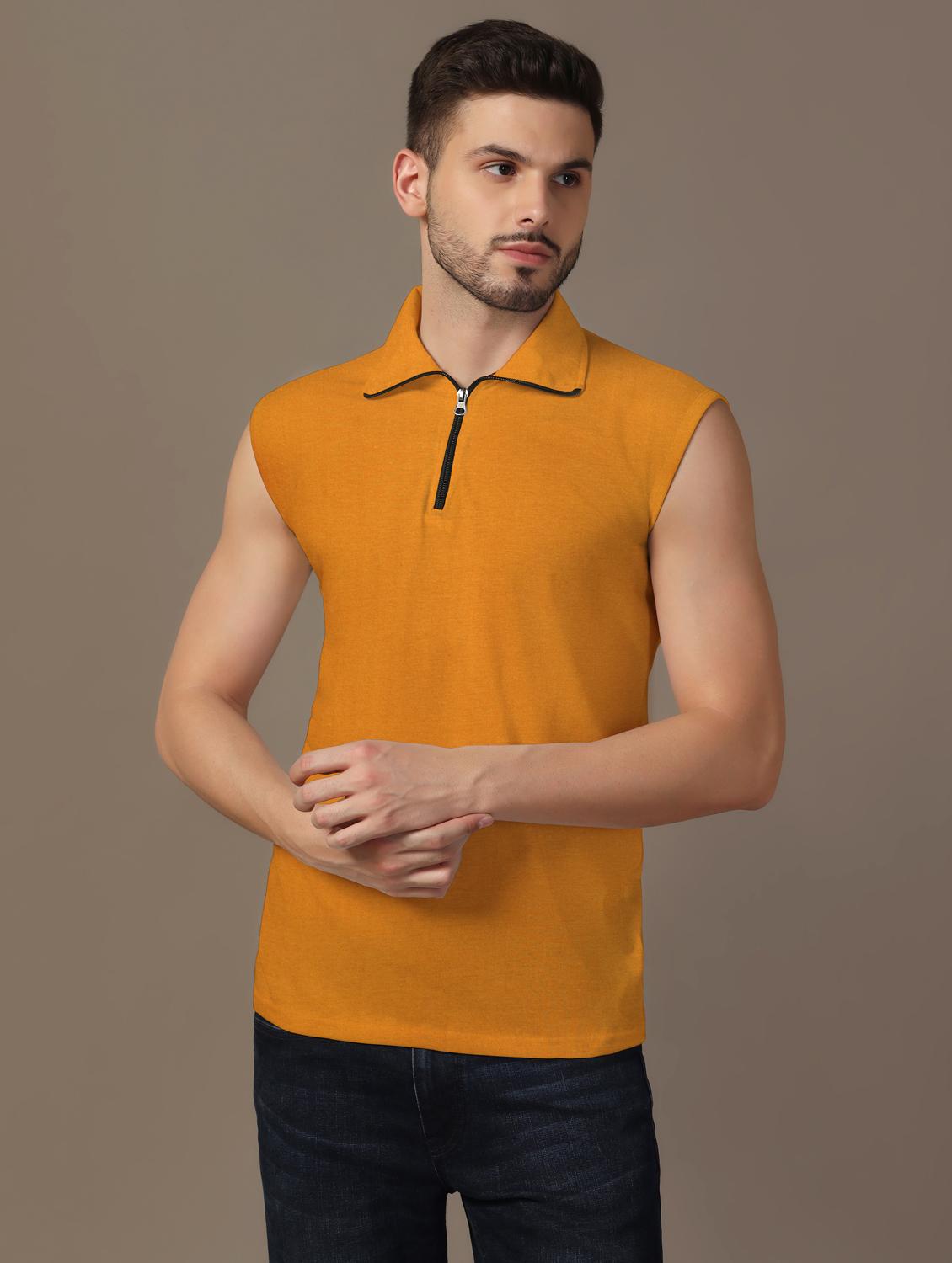 men sleeveless plain polo t-shirt - 21717528 - Zoom Image - 0