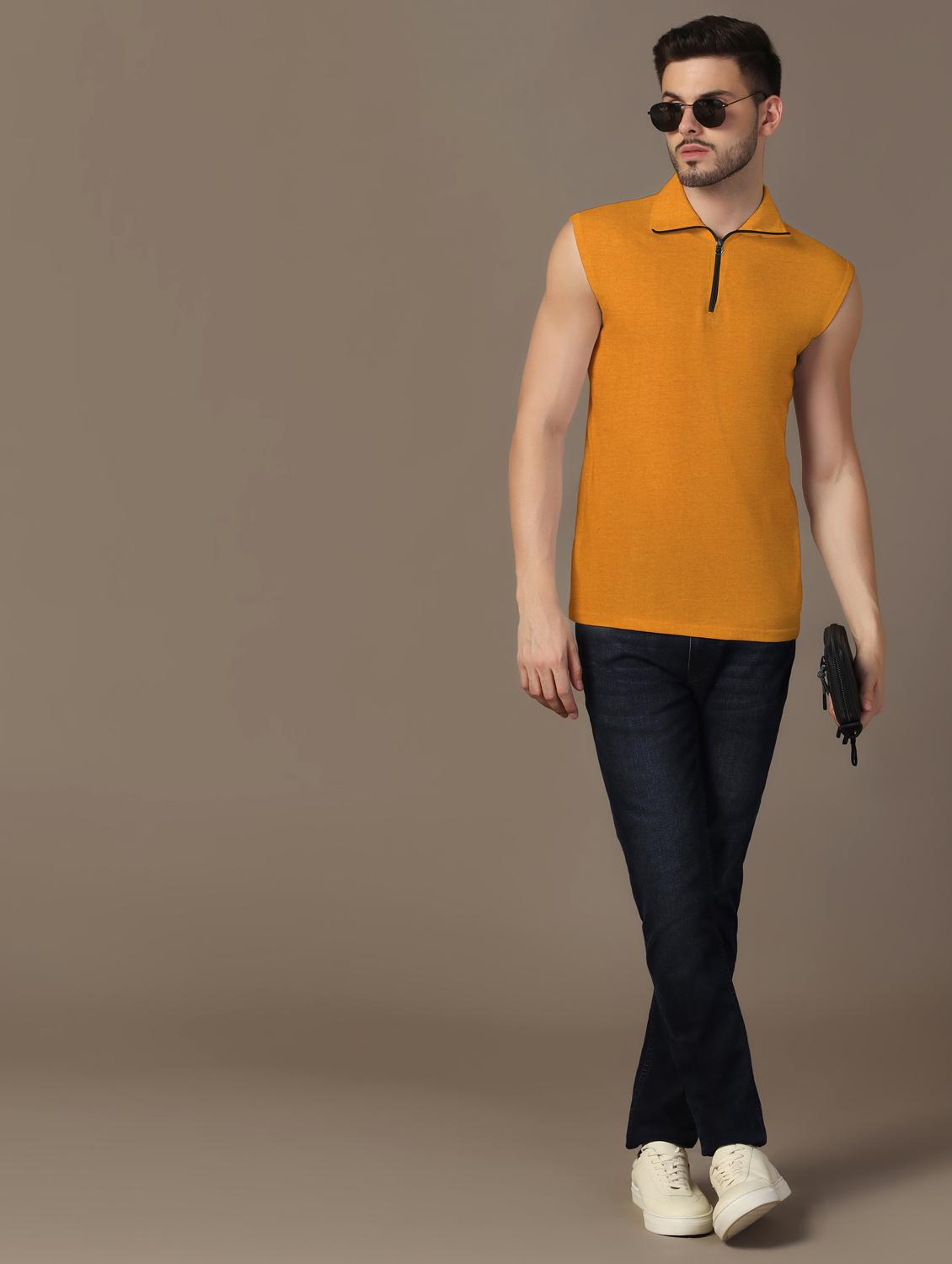 men sleeveless plain polo t-shirt - 21717528 - Standard Image - 3