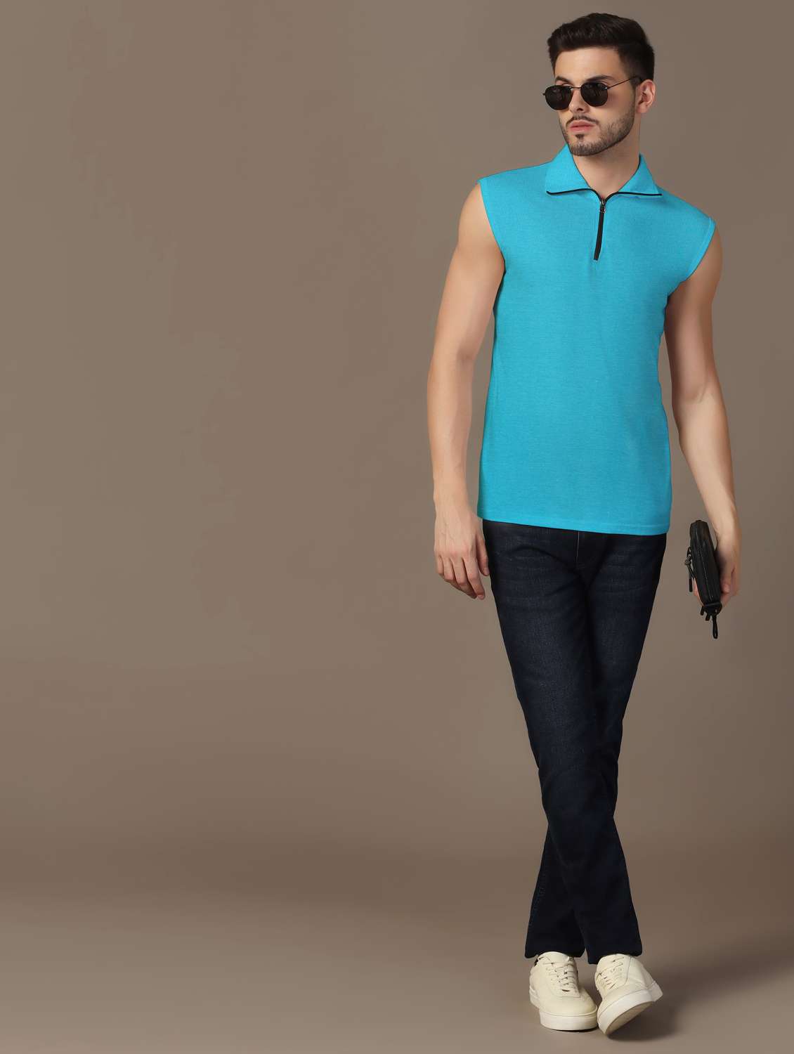 men sleeveless plain polo t-shirt - 21717530 -  Standard Image - 3