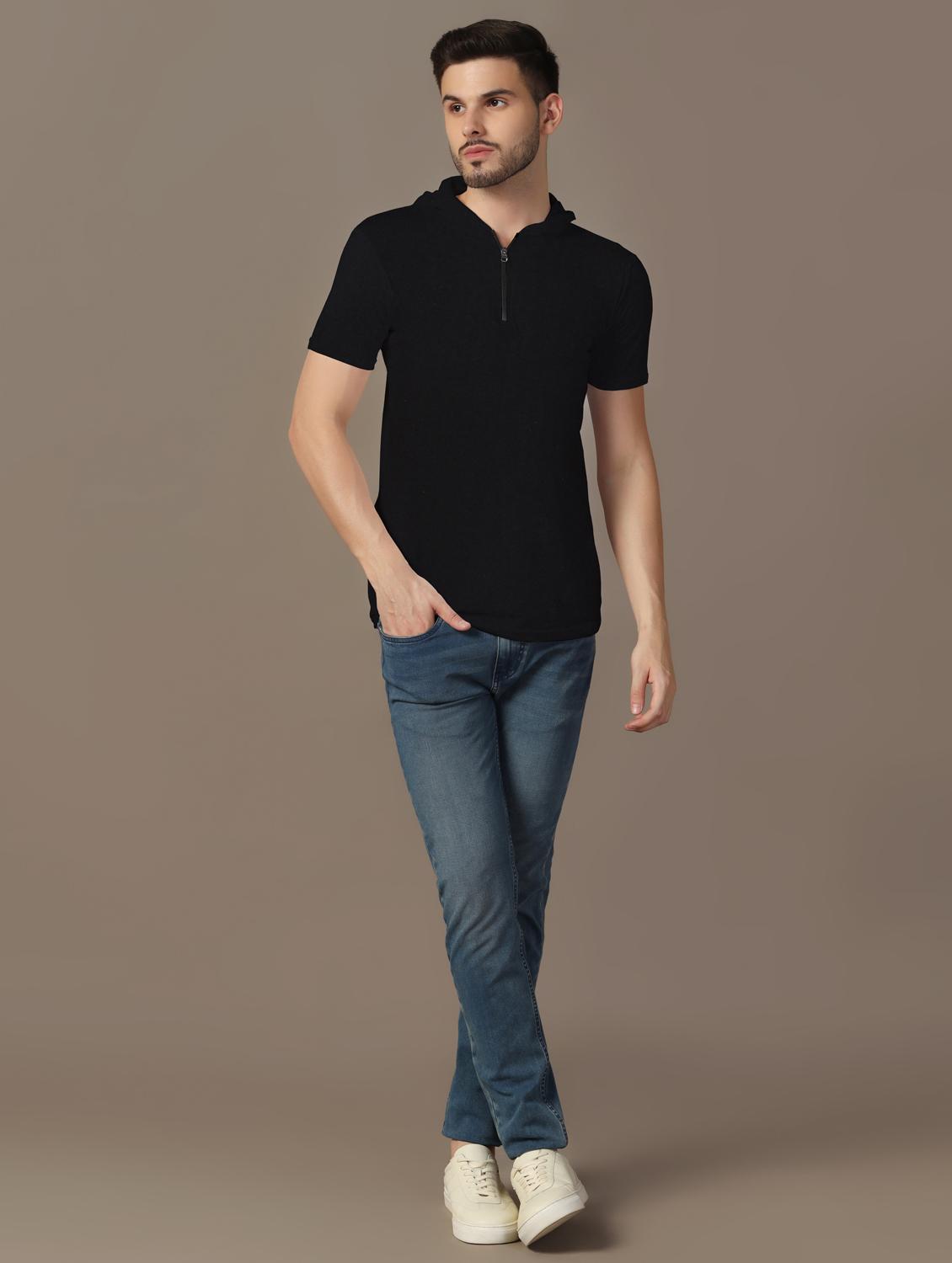 men hooded plain t-shirt - 21717545 - Standard Image - 3