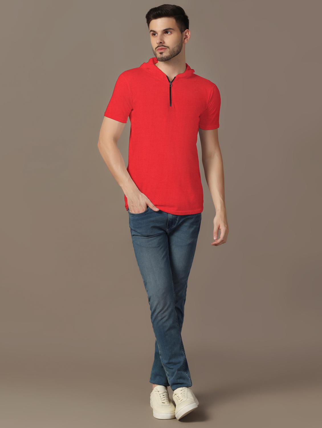 men hooded plain t-shirt - 21717551 - Standard Image - 3