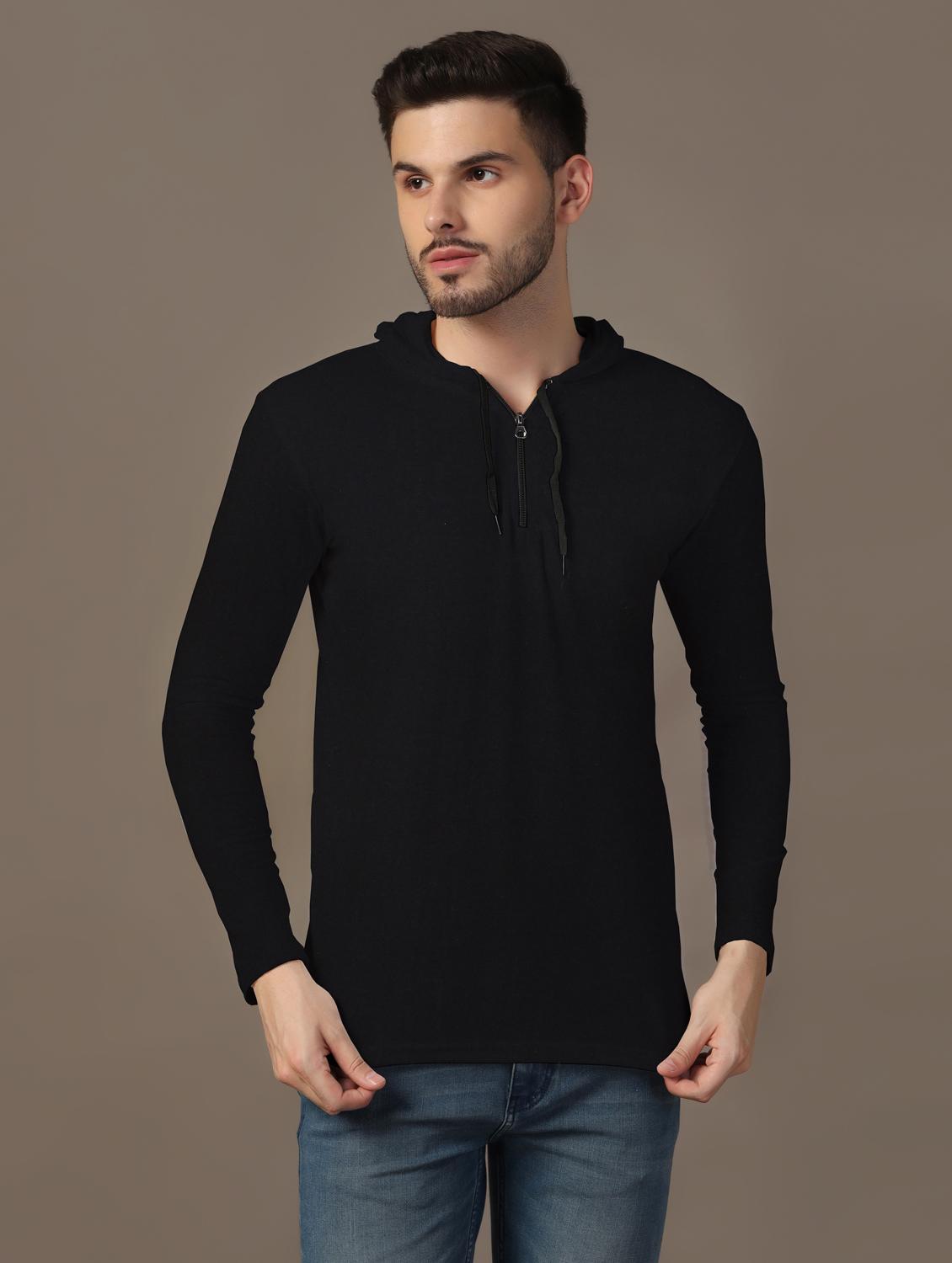 men hooded plain t-shirt - 21717555 - Zoom Image - 0