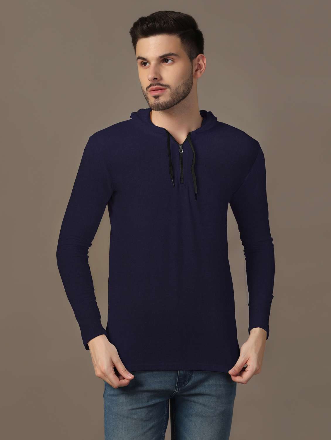 men hooded plain t-shirt