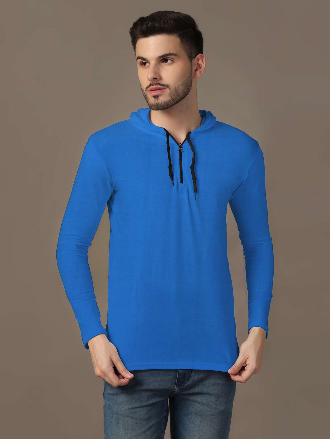 men hooded plain t-shirt - 21717562 -  Zoom Image - 0
