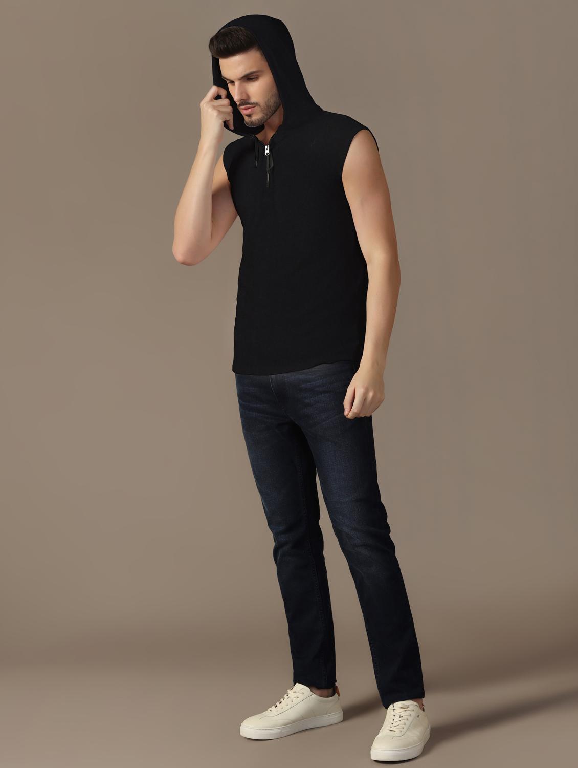 men hooded plain t-shirt - 21717565 - Standard Image - 3