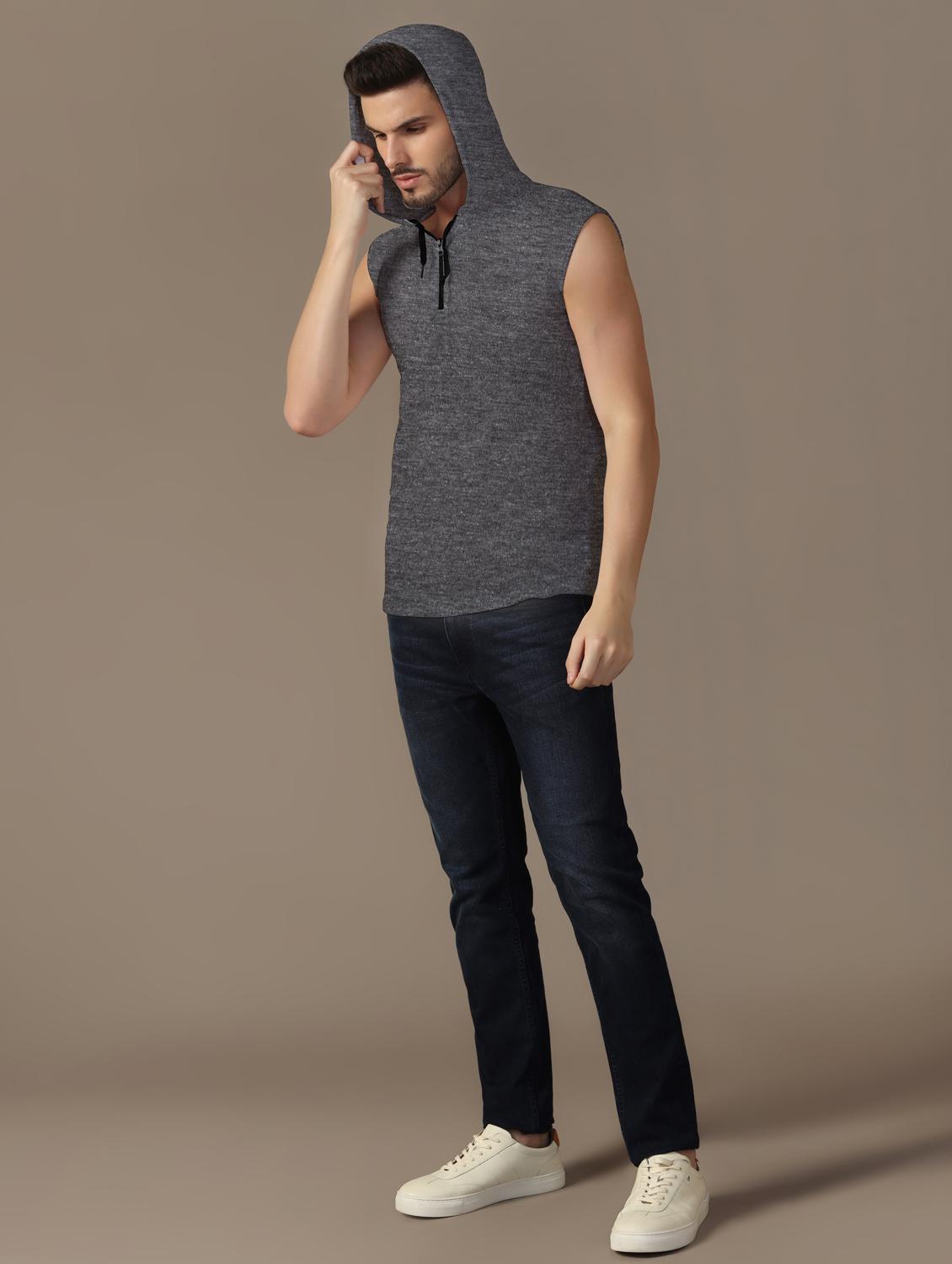 men hooded plain t-shirt - 21717566 - Standard Image - 3