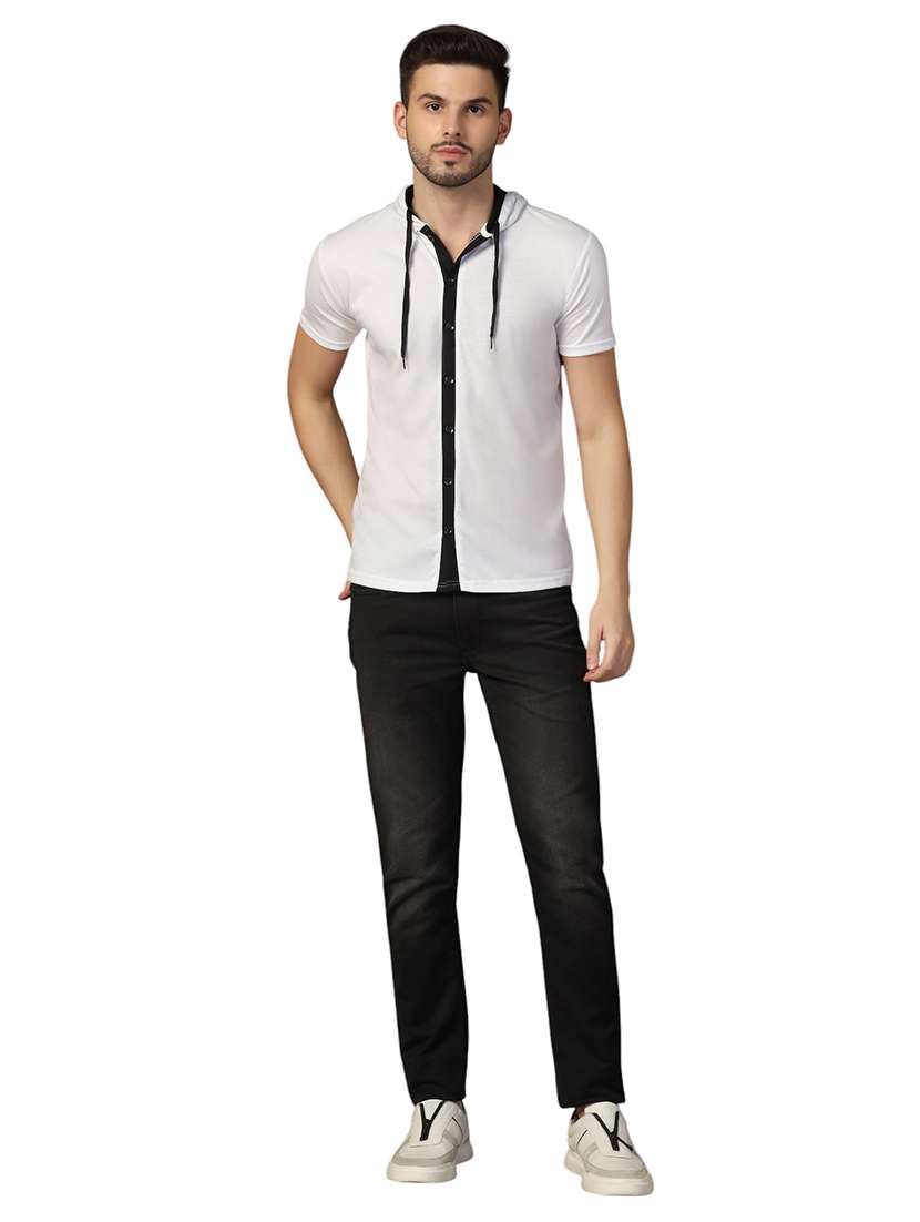 men slim fit short sleeve hooded shirt - 21717613 -  Standard Image - 3