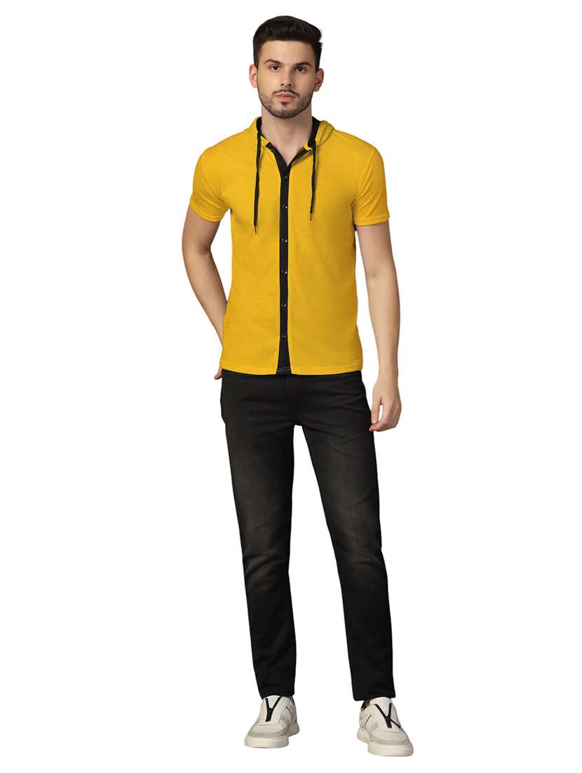 men slim fit short sleeve hooded shirt - 21717614 -  Standard Image - 3
