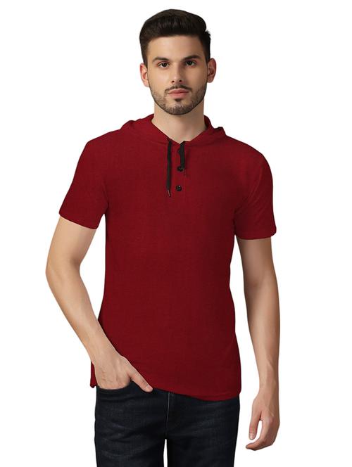 men hooded plain t-shirt - 21717617 - Standard Image - 0