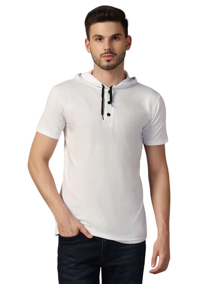 men hooded plain t-shirt