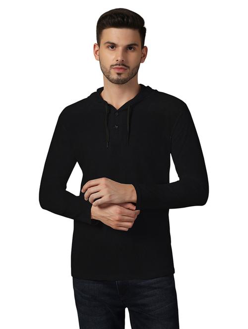men hooded plain t-shirt - 21717625 - Standard Image - 0