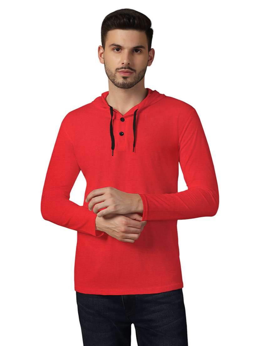 men hooded plain t-shirt