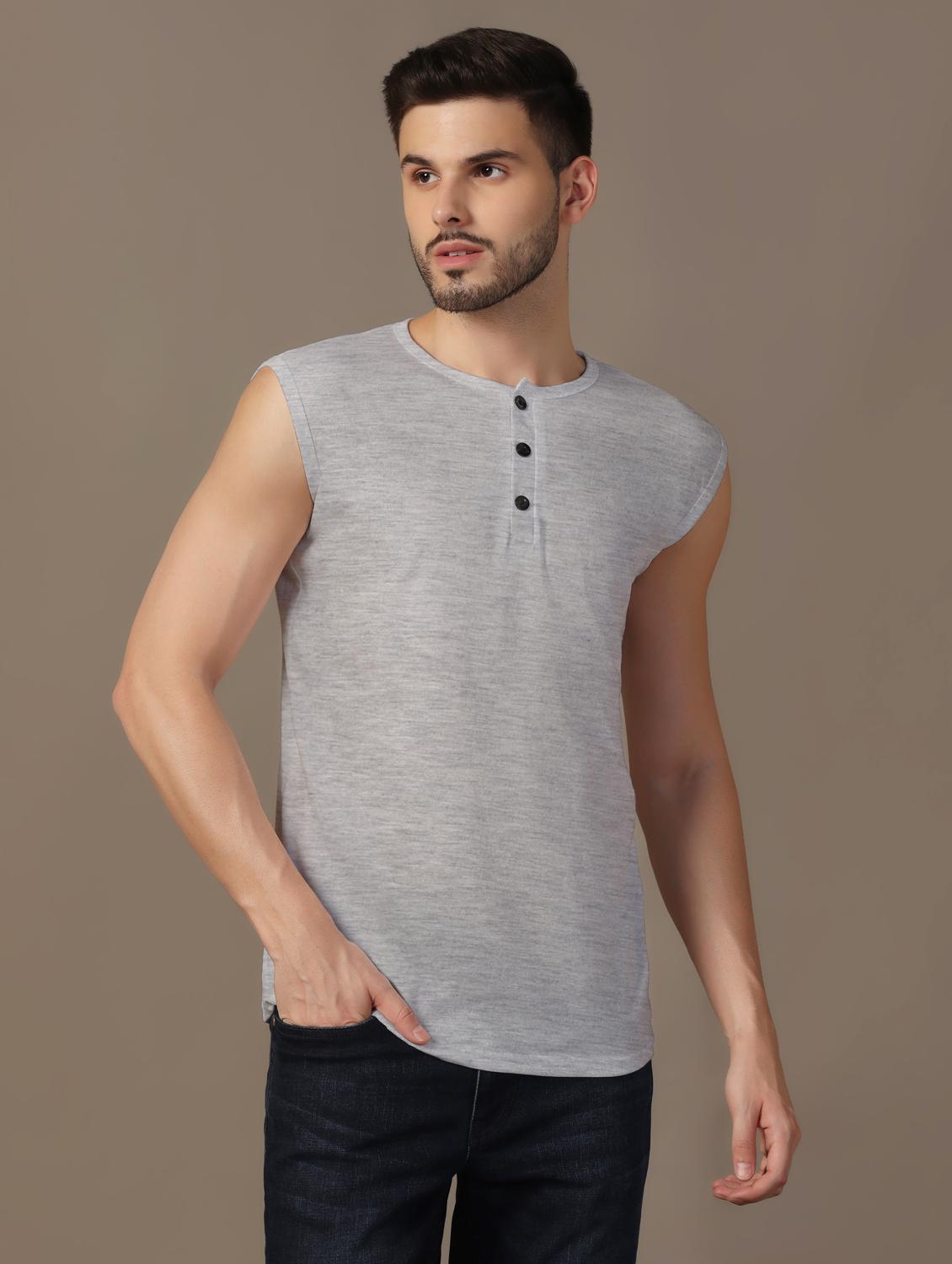 men sleeveless plain t-shirt - 21717675 - Zoom Image - 0
