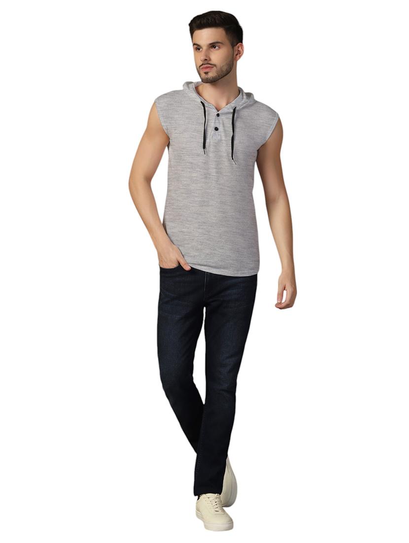 men hooded plain t-shirt - 21717682 - Standard Image - 3