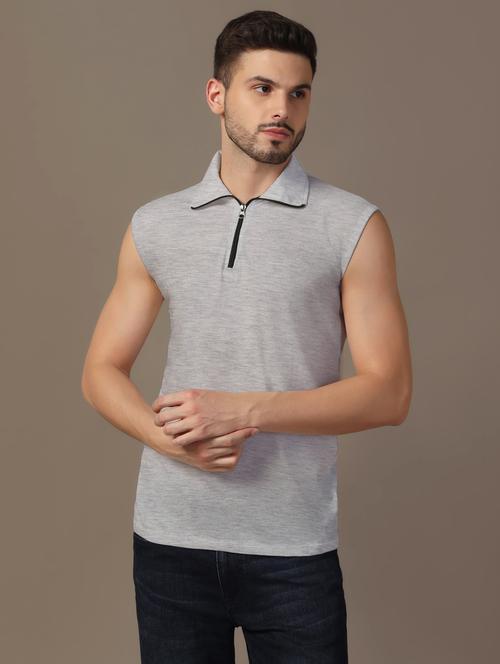 men sleeveless plain polo t-shirt - 21717689 - Standard Image - 0