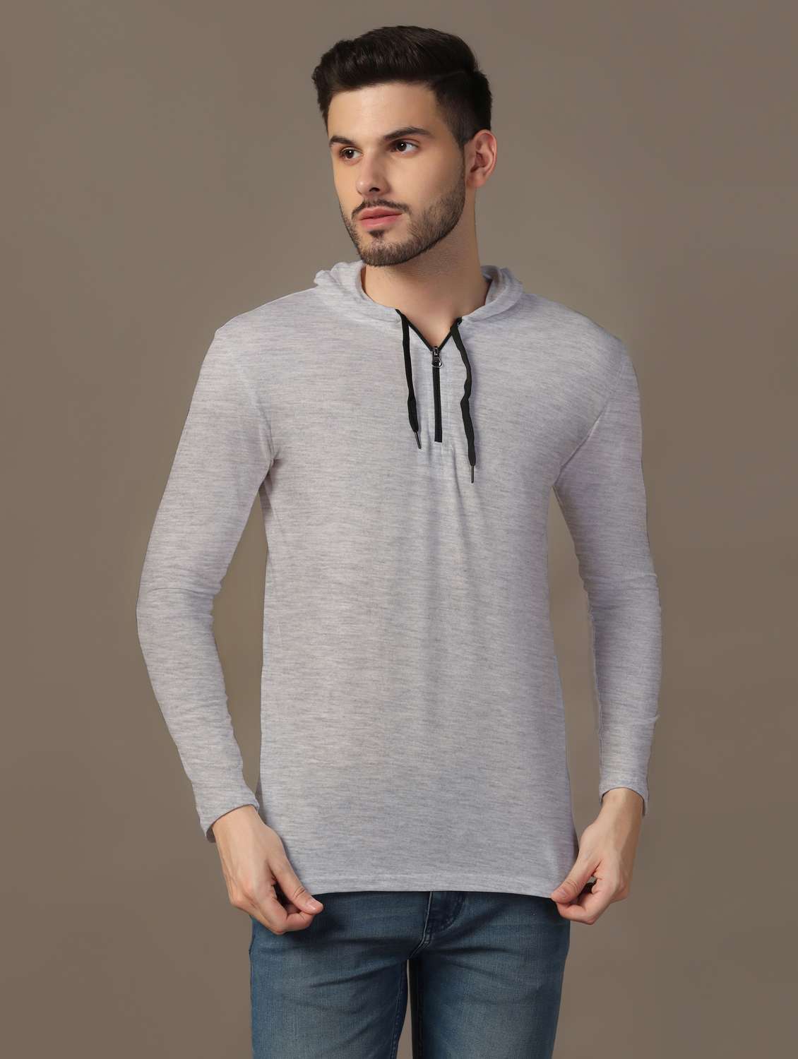 men hooded plain t-shirt - 21717692 -  Zoom Image - 0