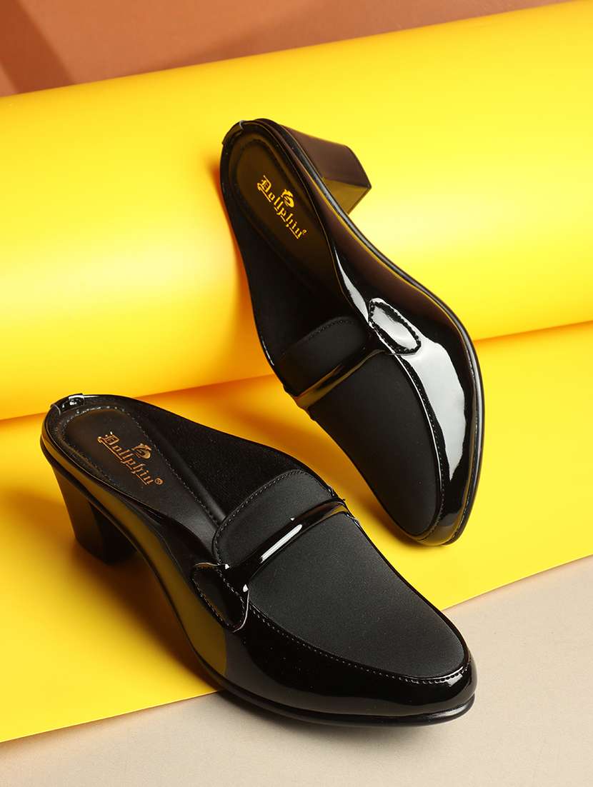 women black slip on mules