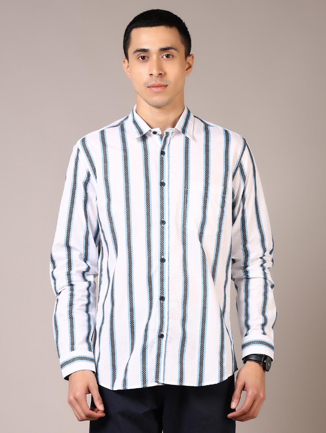 men stripes long sleeve casual shirt - 21717851 - Zoom Image - 0