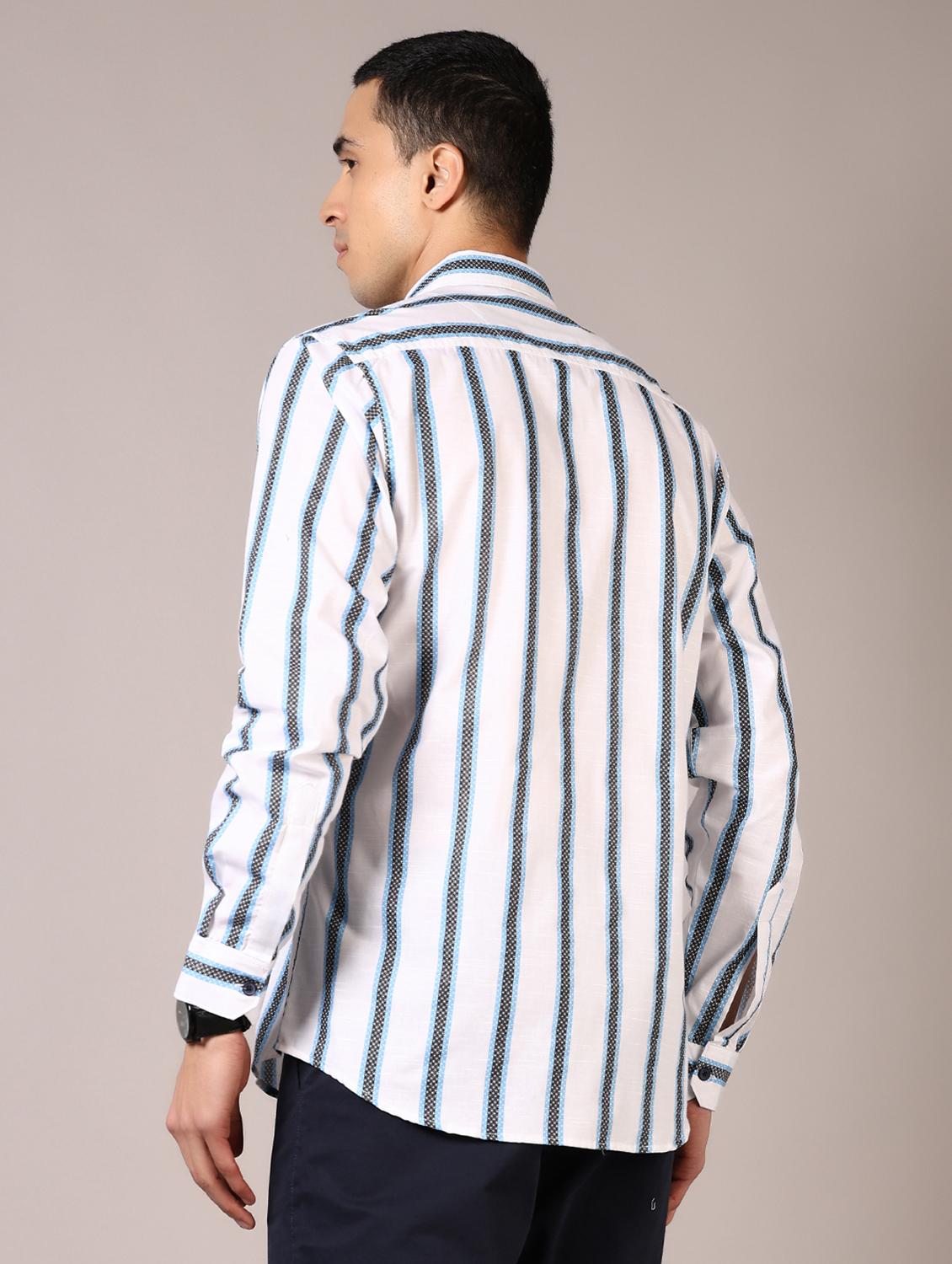 men stripes long sleeve casual shirt - 21717851 - Standard Image - 3