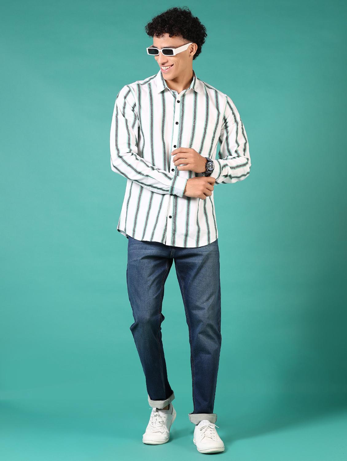 men stripes long sleeve casual shirt - 21717852 - Standard Image - 3