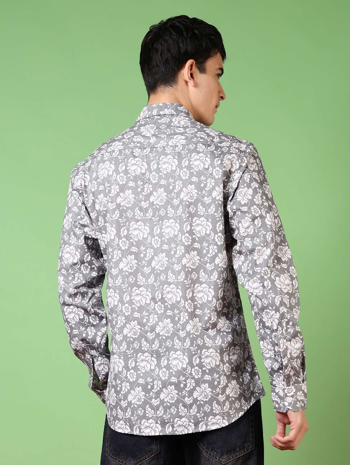 men floral printed long sleeve casual shirt - 21717854 -  Standard Image - 3