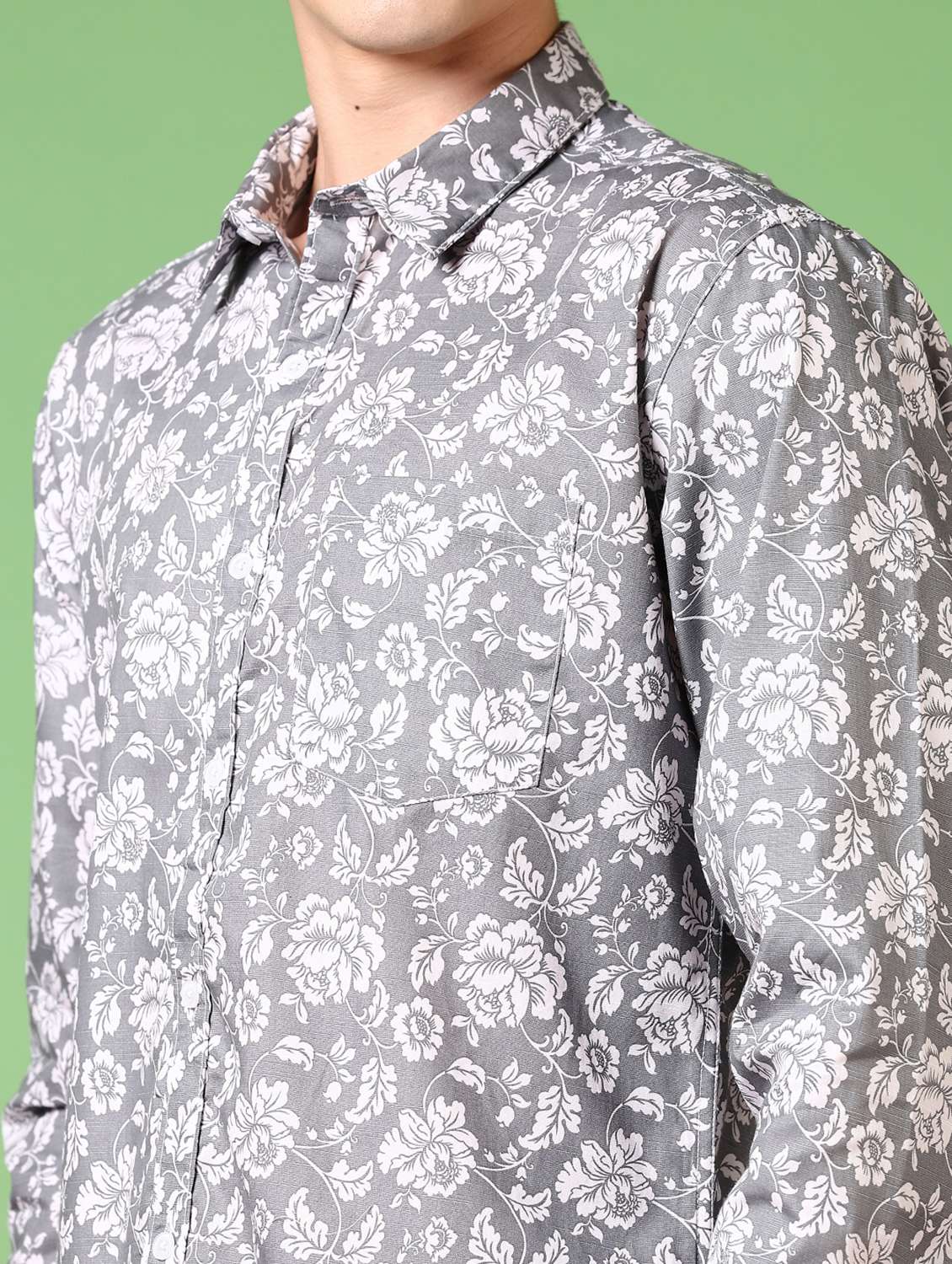 men floral printed long sleeve casual shirt - 21717854 -  Standard Image - 5