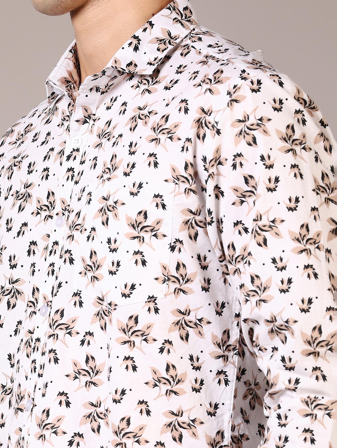 men white printed long sleeve casual shirt - 21717855 - Standard Image - 5
