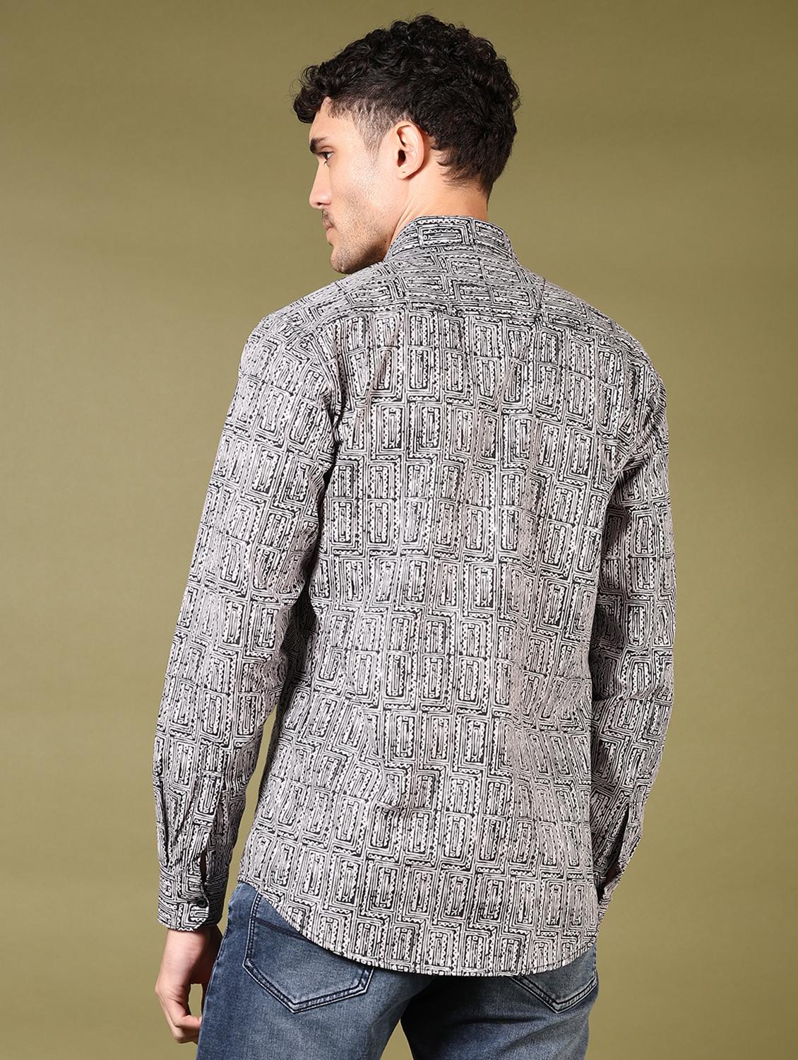 men printed long sleeve casual shirt - 21717857 - Standard Image - 3