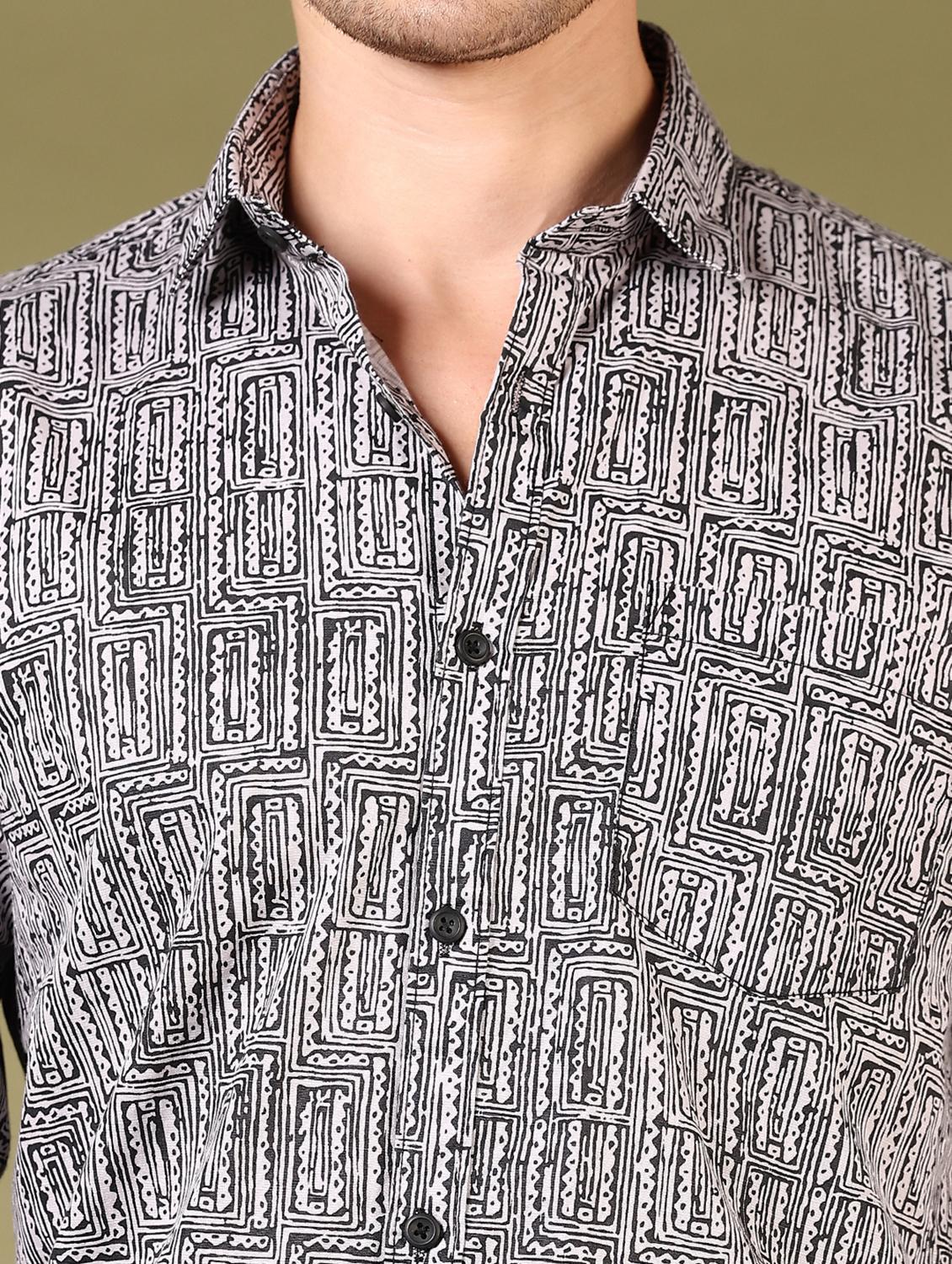 men printed long sleeve casual shirt - 21717857 - Standard Image - 5