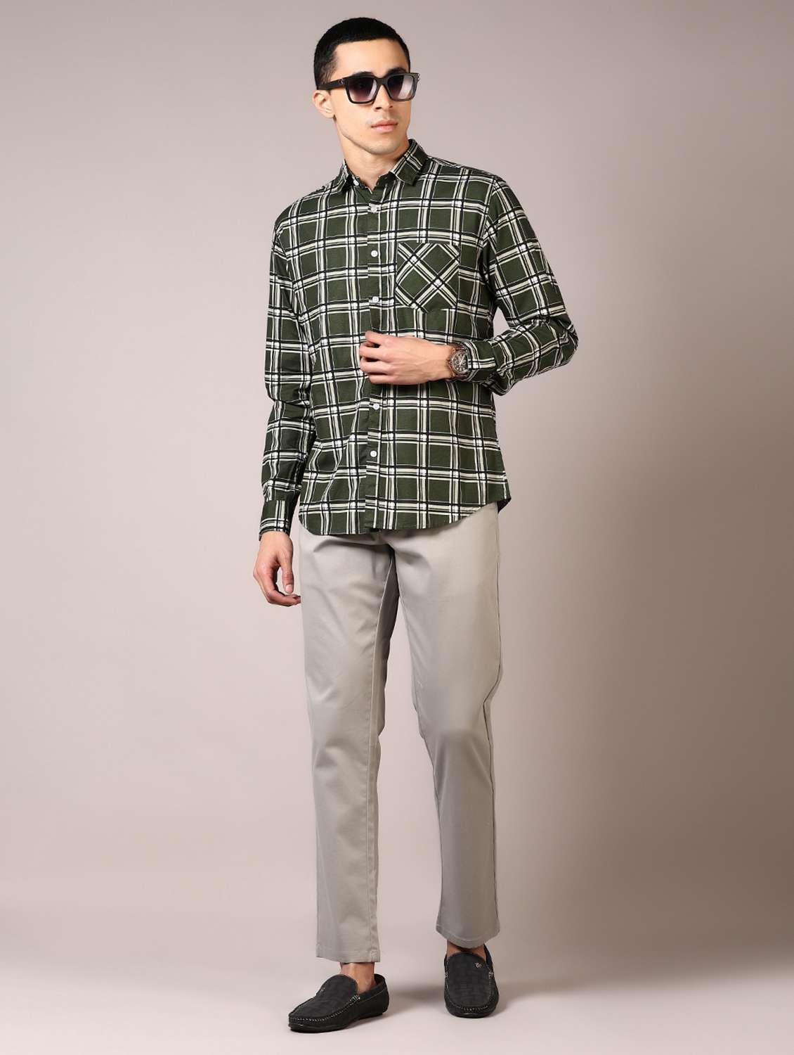 men checks long sleeve casual shirt - 21717859 -  Standard Image - 3