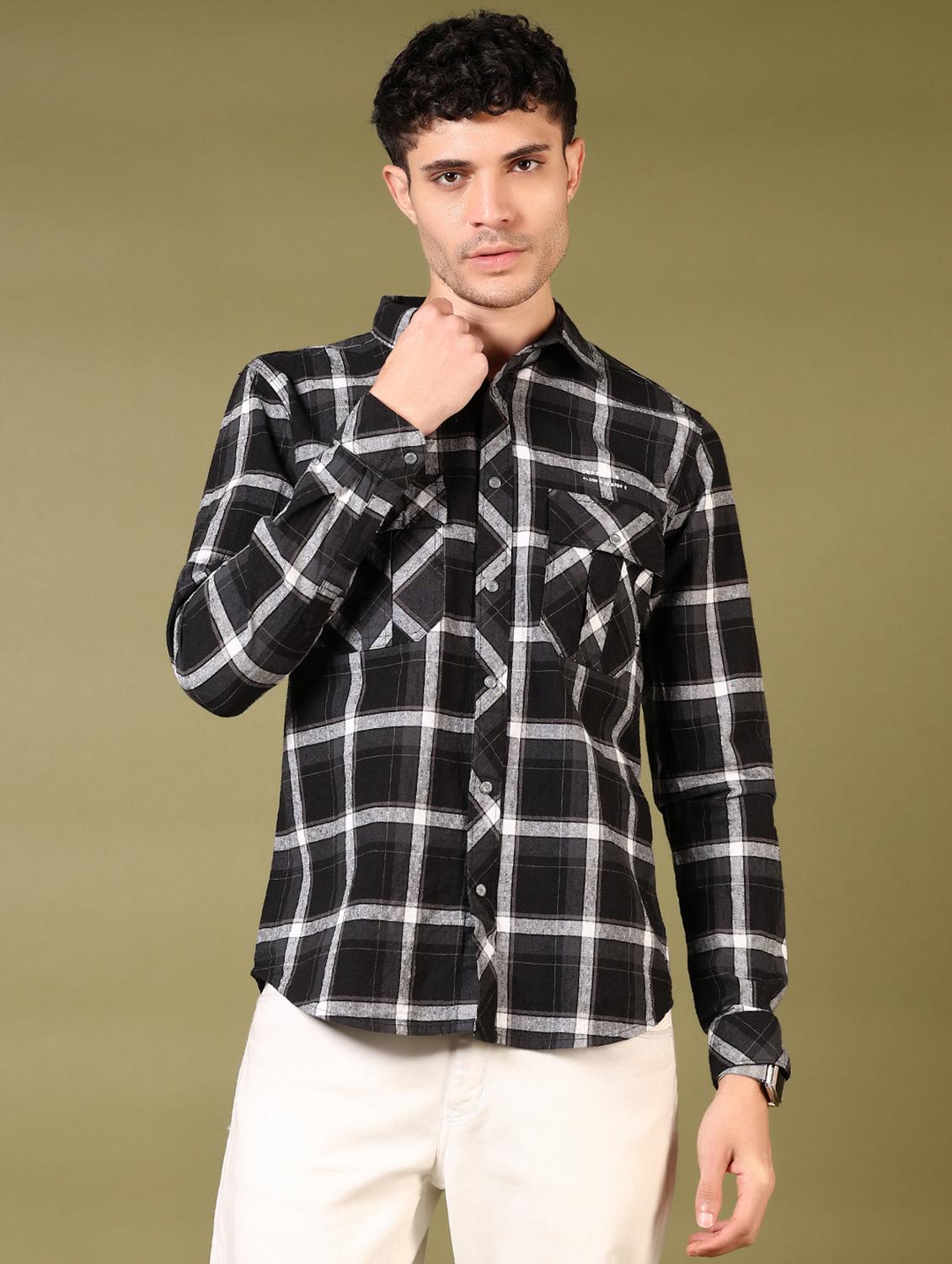 men checks long sleeve casual shirt - 21717876 -  Zoom Image - 0