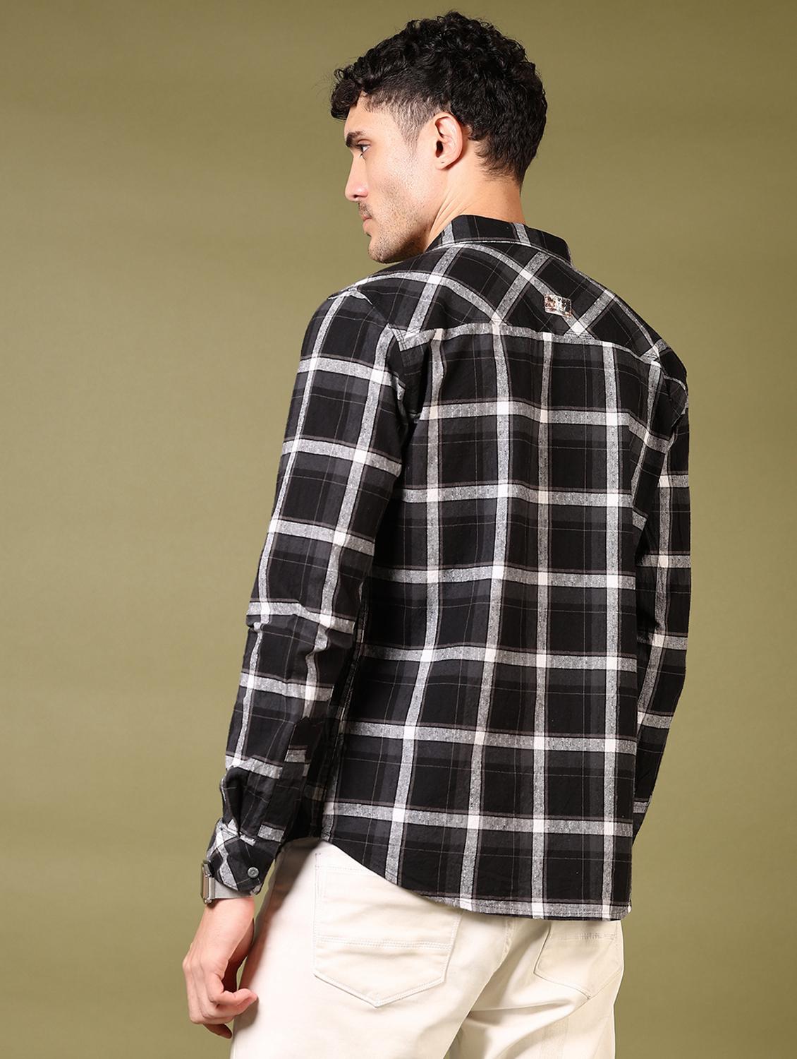 men checks long sleeve casual shirt - 21717876 - Standard Image - 3