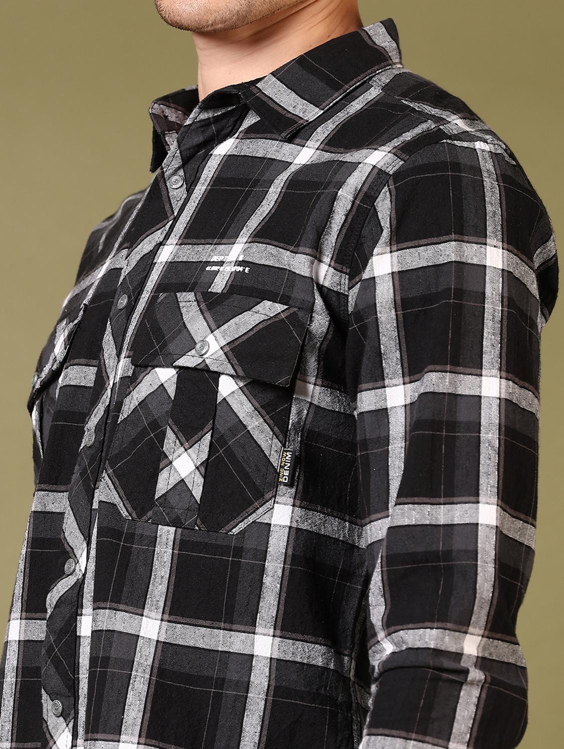men checks long sleeve casual shirt - 21717876 - Standard Image - 5