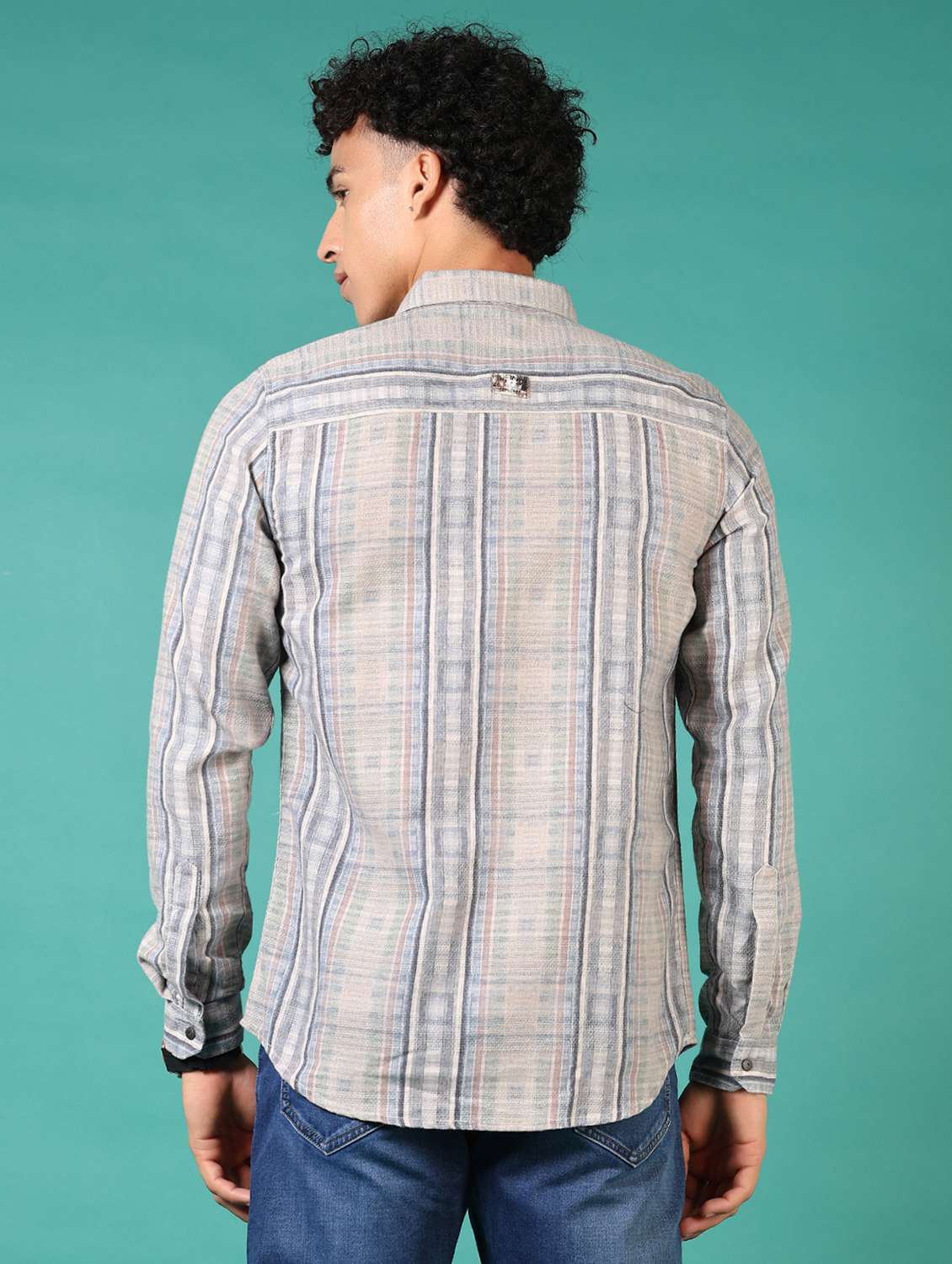 men stripes long sleeve casual shirt - 21717877 -  Standard Image - 3