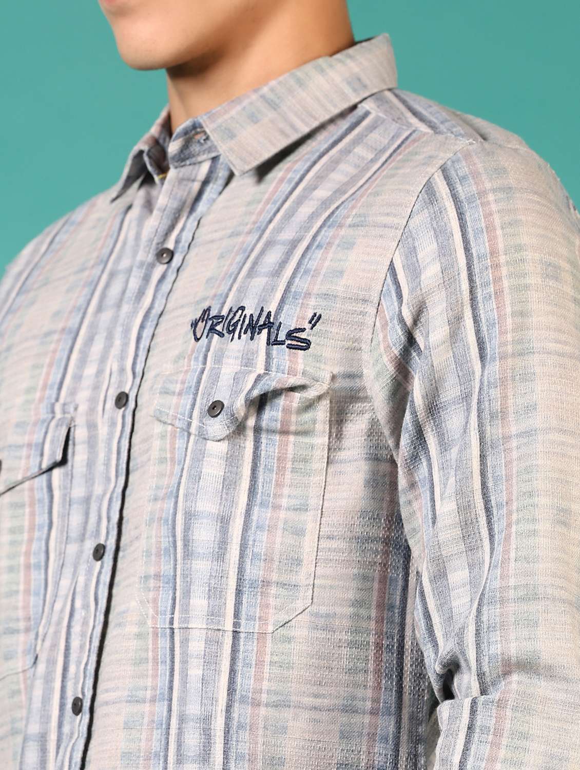 men stripes long sleeve casual shirt - 21717877 -  Standard Image - 5