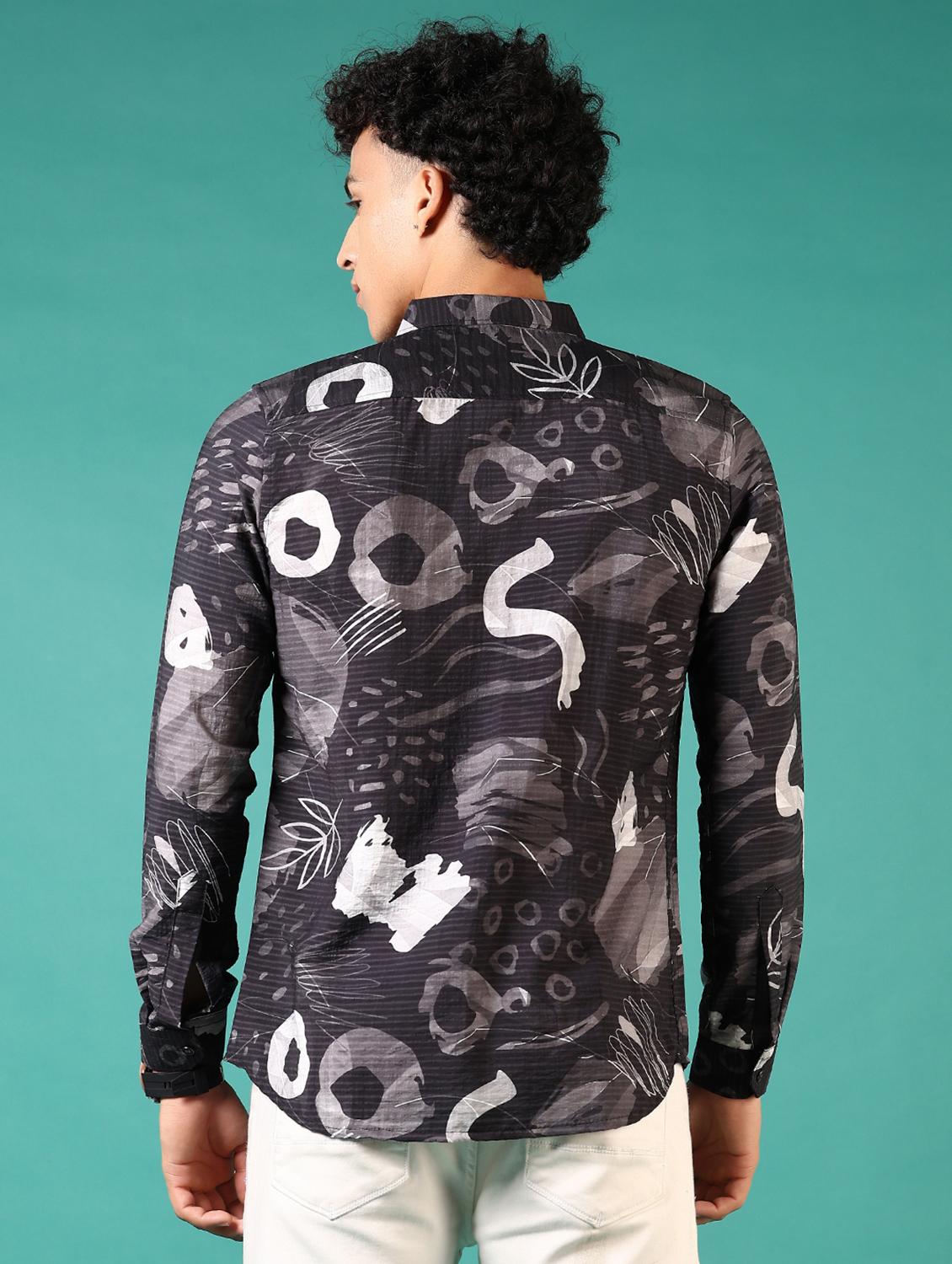 men printed long sleeve casual shirt - 21717881 - Standard Image - 3