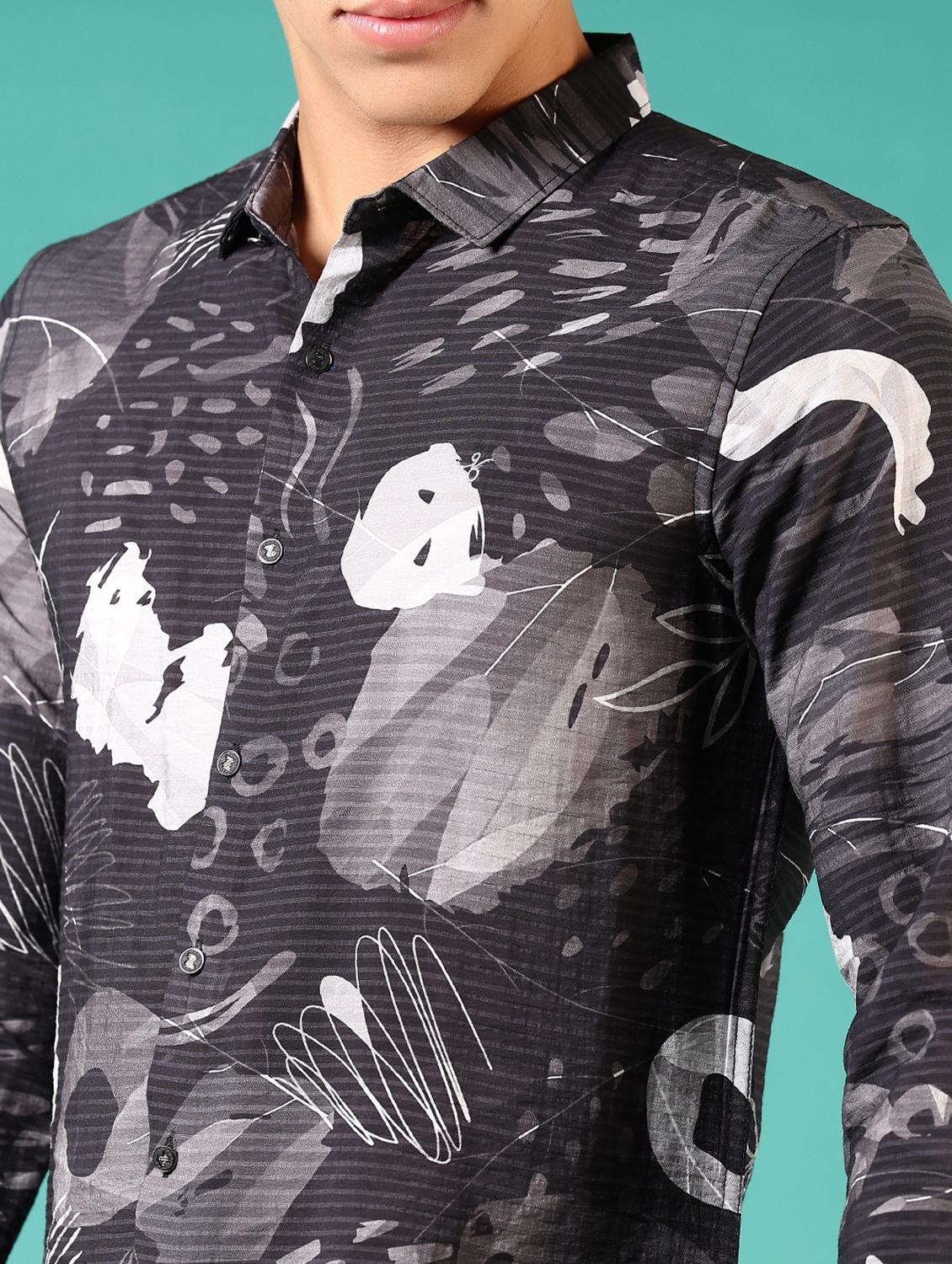 men printed long sleeve casual shirt - 21717881 - Standard Image - 5