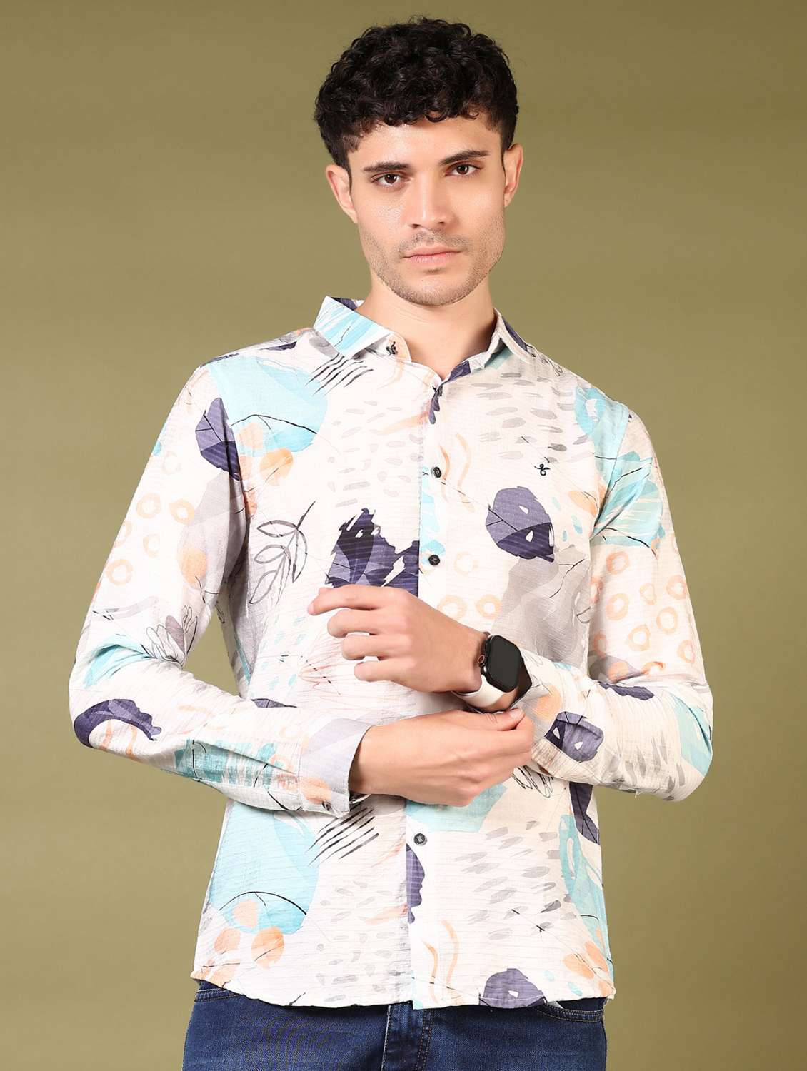 men printed long sleeve casual shirt - 21717884 -  Zoom Image - 0