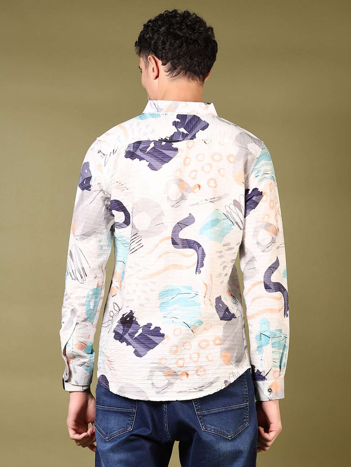men printed long sleeve casual shirt - 21717884 -  Standard Image - 3