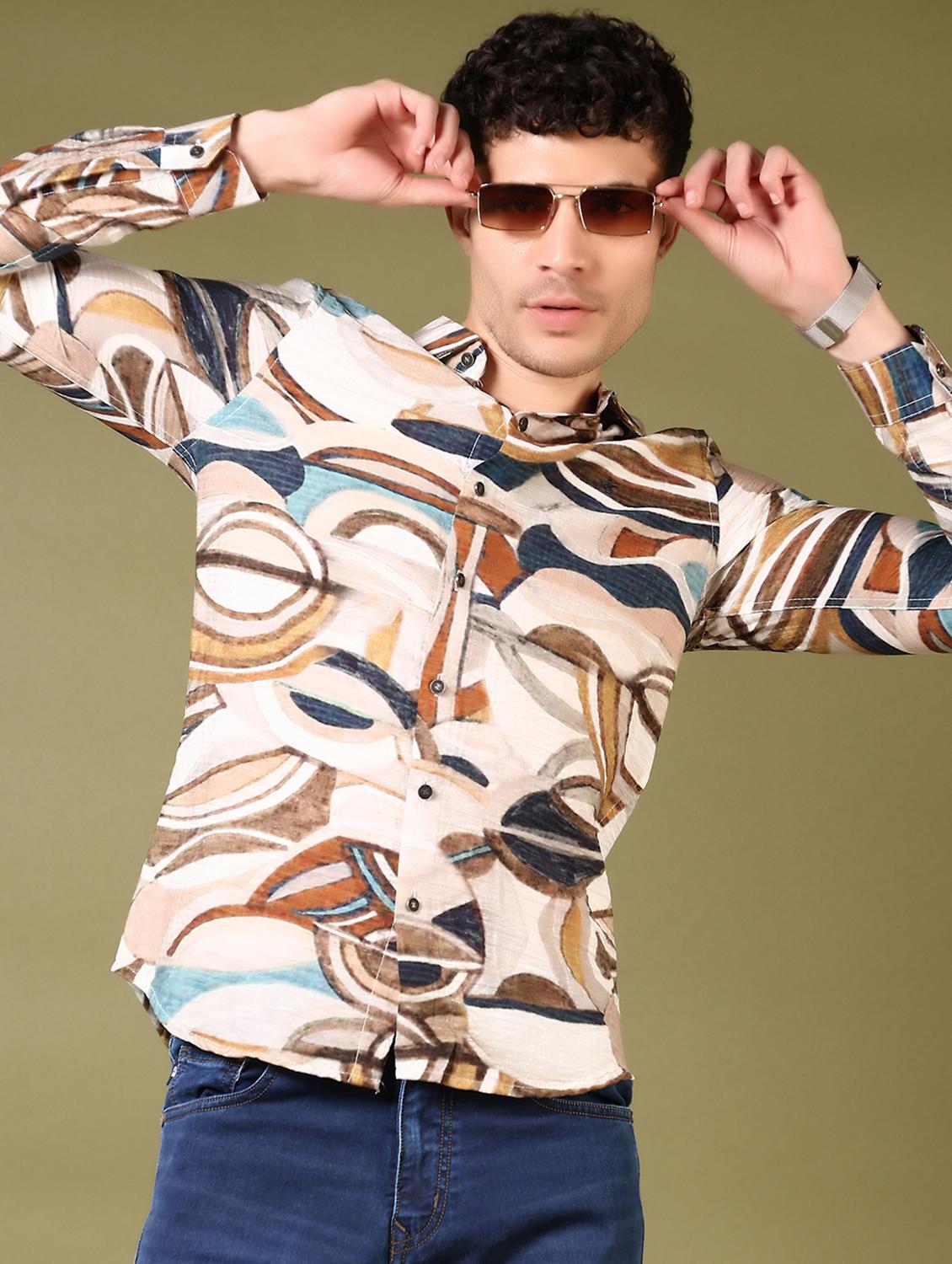 men printed long sleeve casual shirt - 21717885 - Standard Image - 3