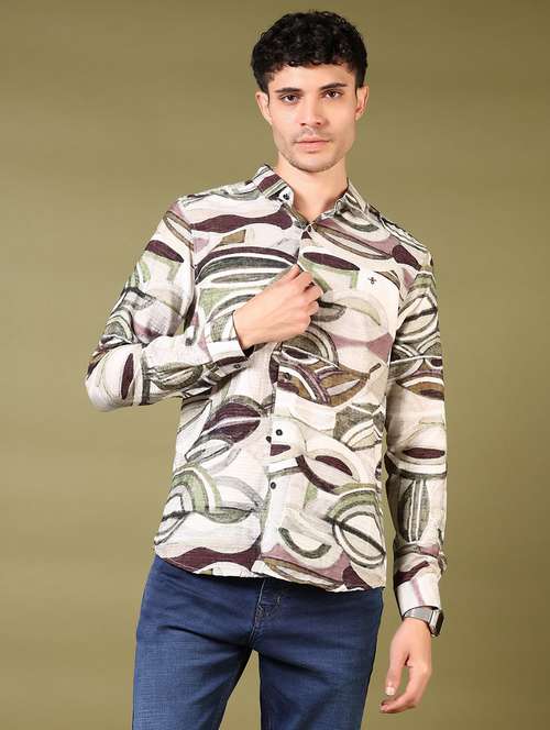 men printed long sleeve casual shirt - 21717886 - Standard Image - 0
