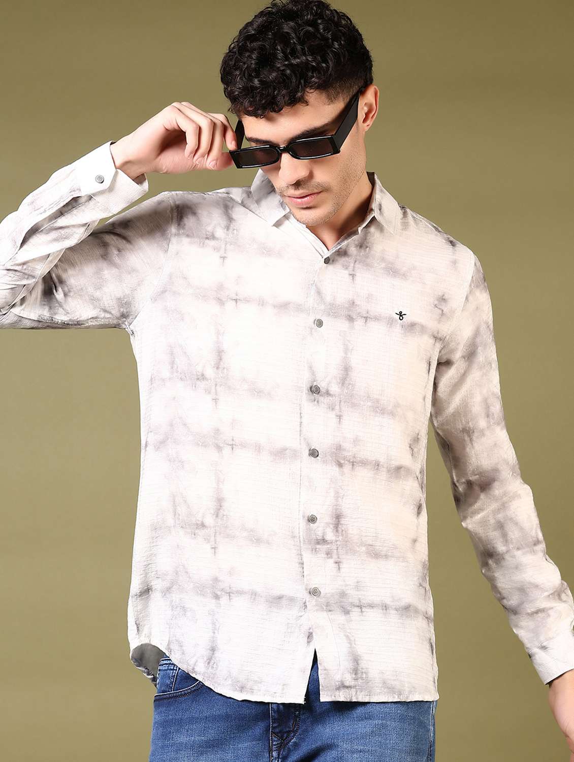 men tie & dye long sleeve casual shirt - 21717887 -  Standard Image - 3