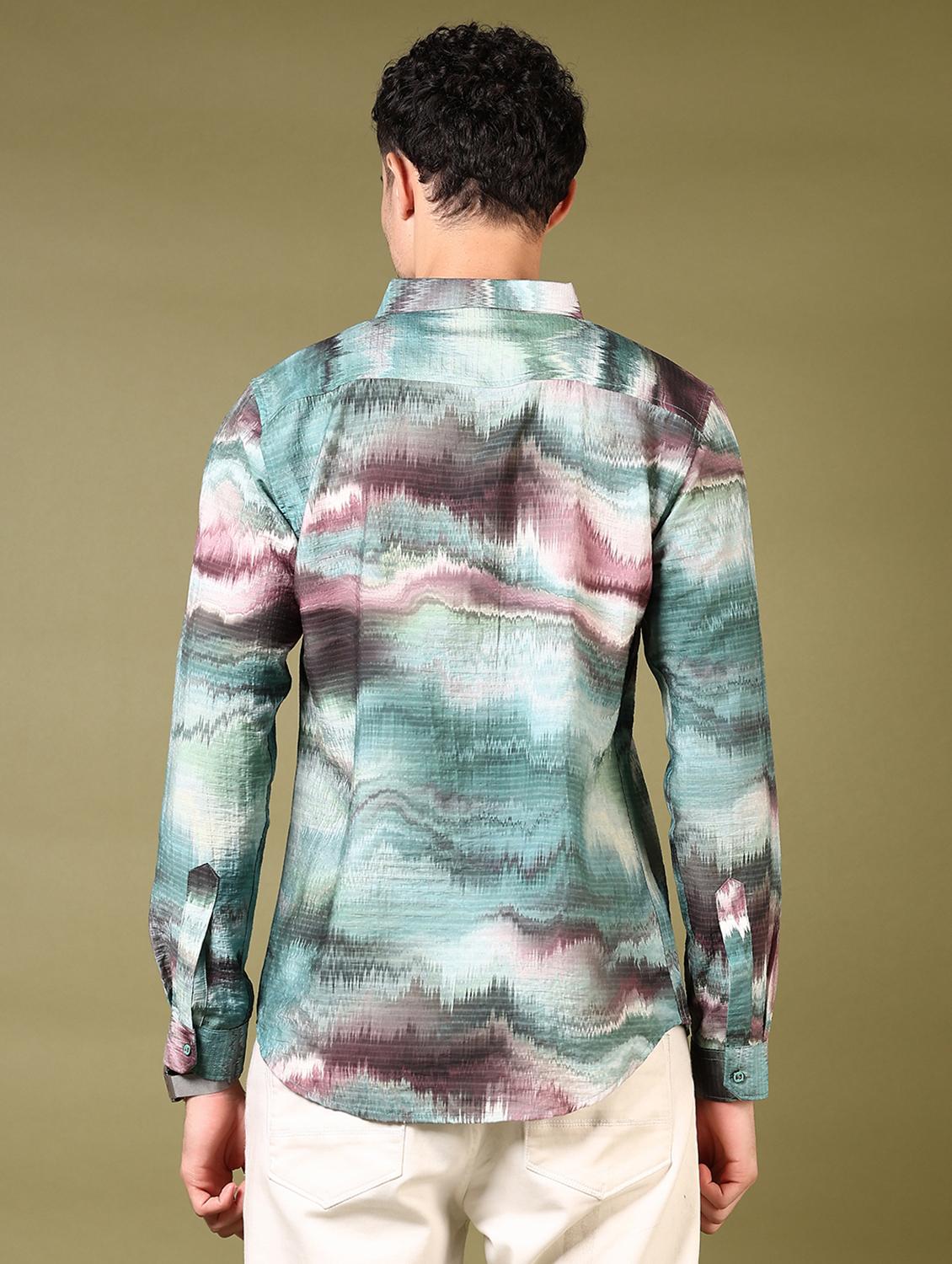 men printed long sleeve casual shirt - 21717888 - Standard Image - 3