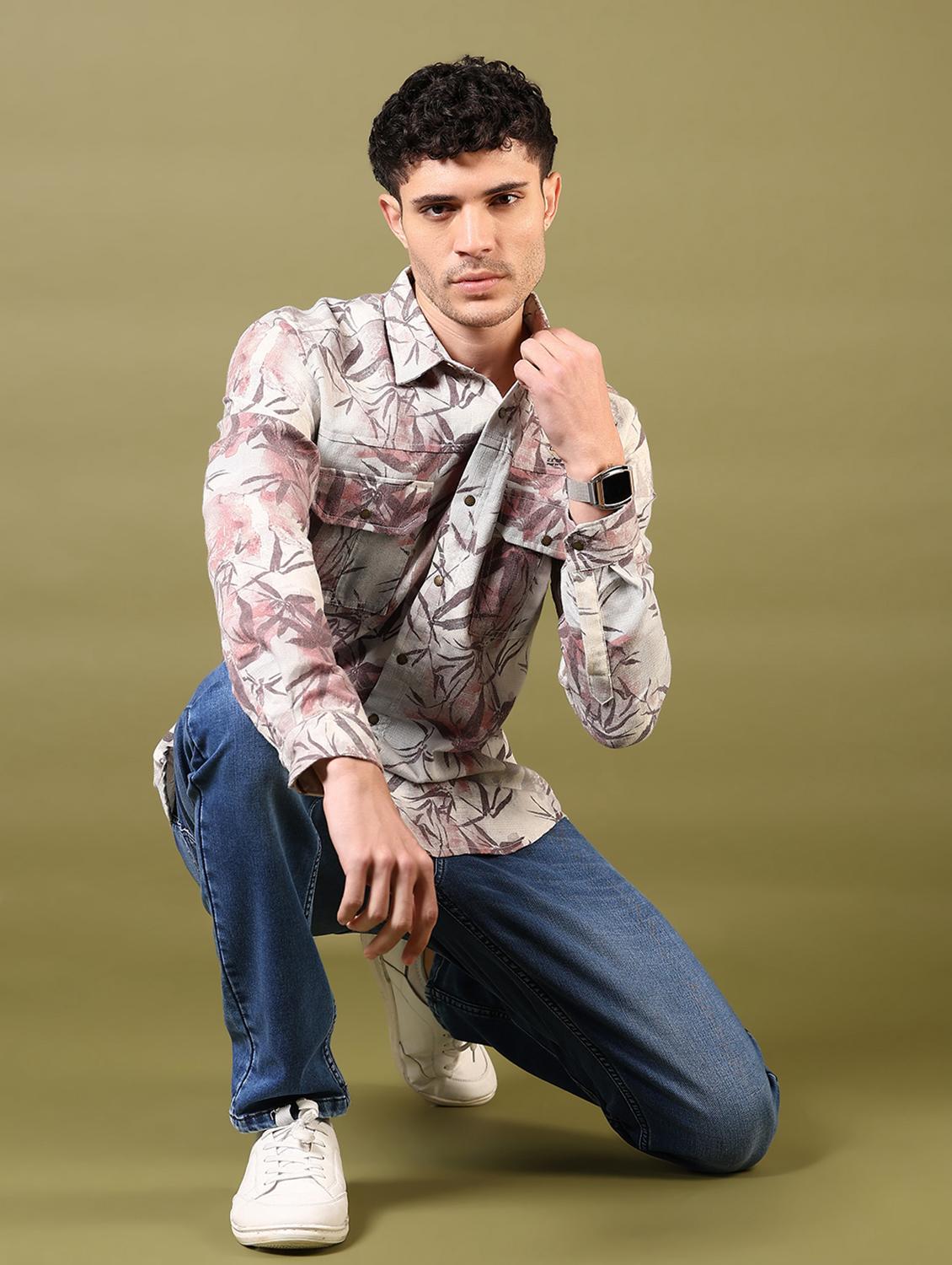 men printed long sleeve casual shirt - 21717890 - Standard Image - 3