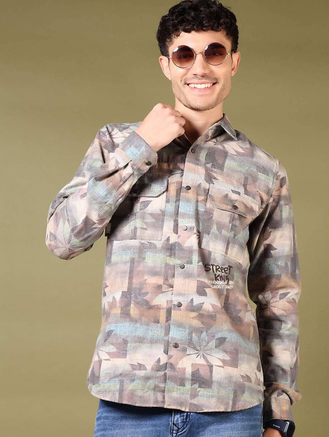 men printed long sleeve casual shirt - 21717891 - Standard Image - 3