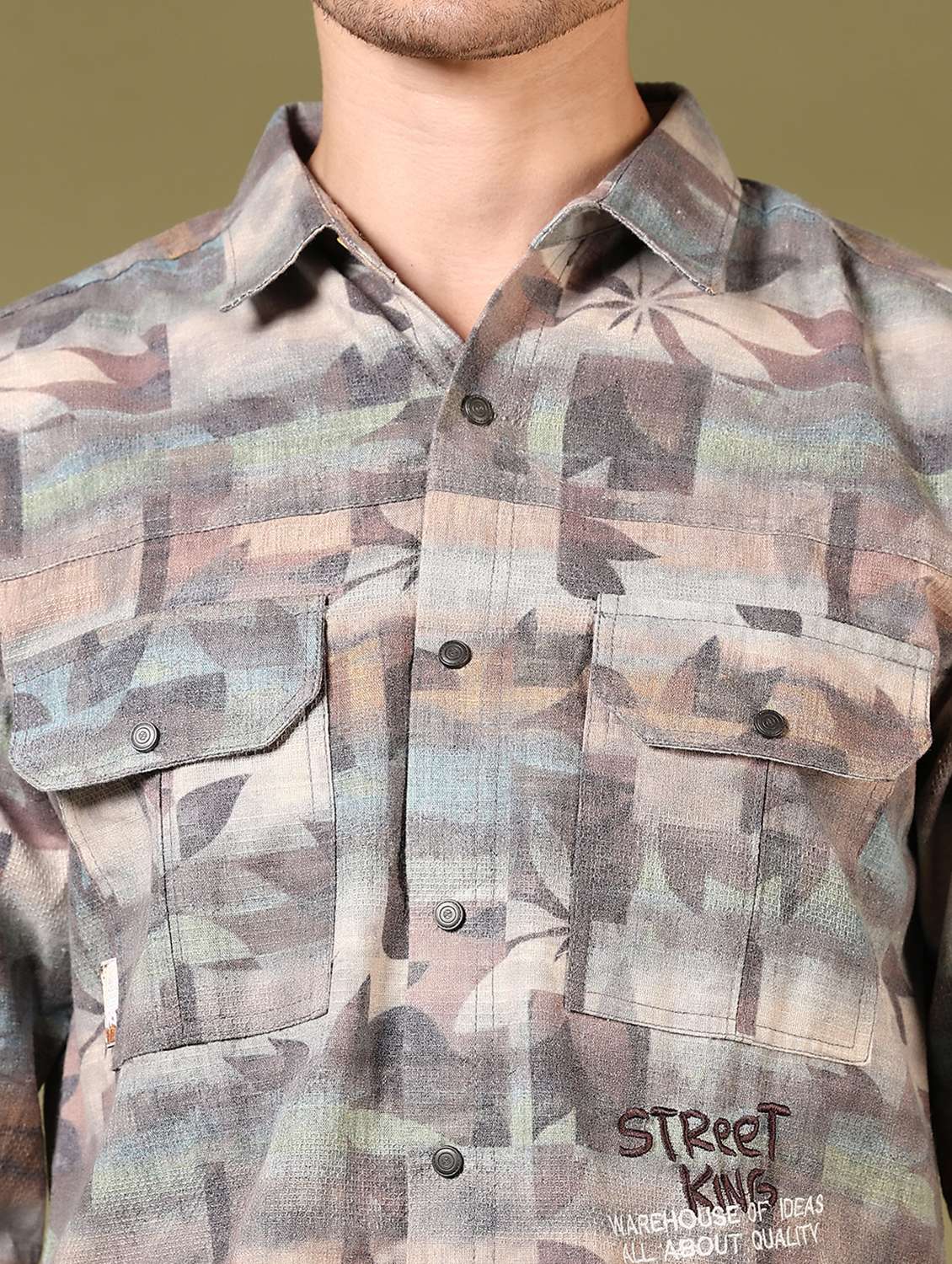 men printed long sleeve casual shirt - 21717891 - Standard Image - 5