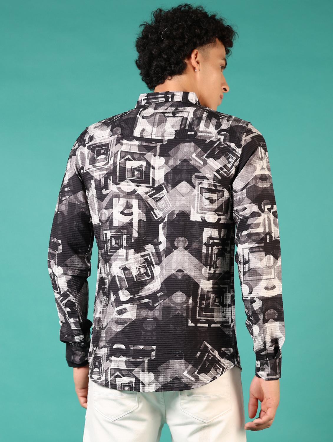men printed long sleeve casual shirt - 21717892 - Standard Image - 3
